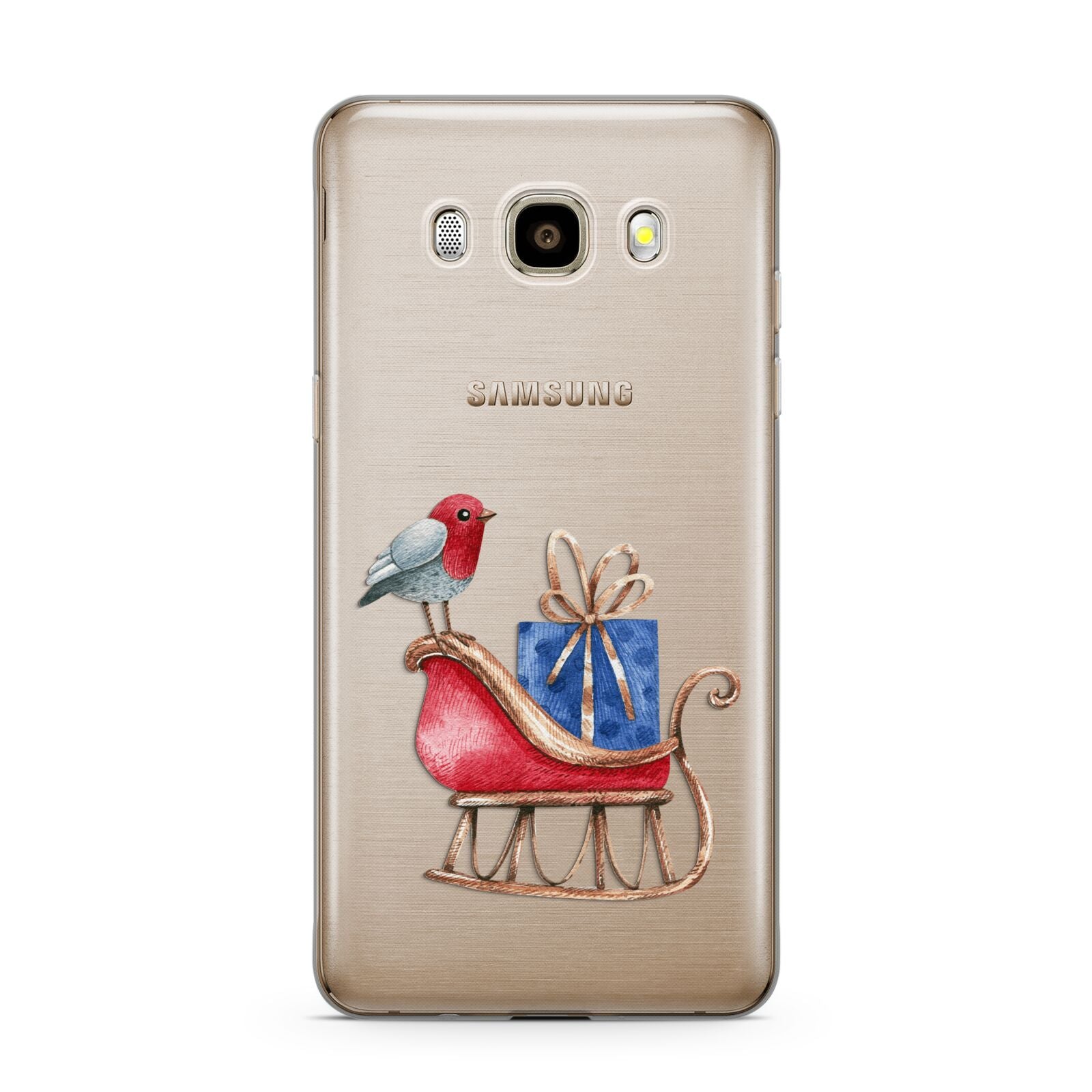 Santas Sleigh Samsung Galaxy J7 2016 Case on gold phone