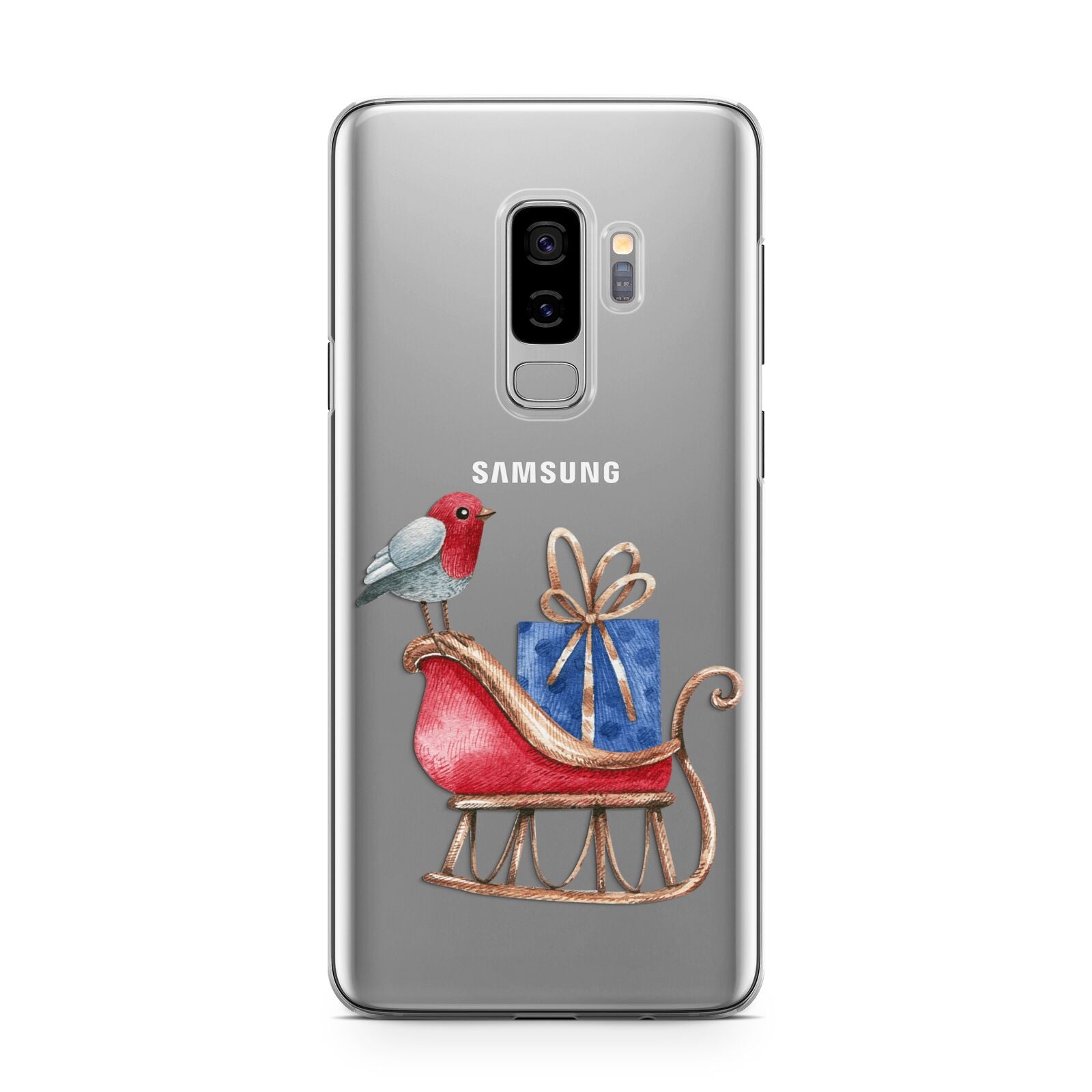 Santas Sleigh Samsung Galaxy S9 Plus Case on Silver phone