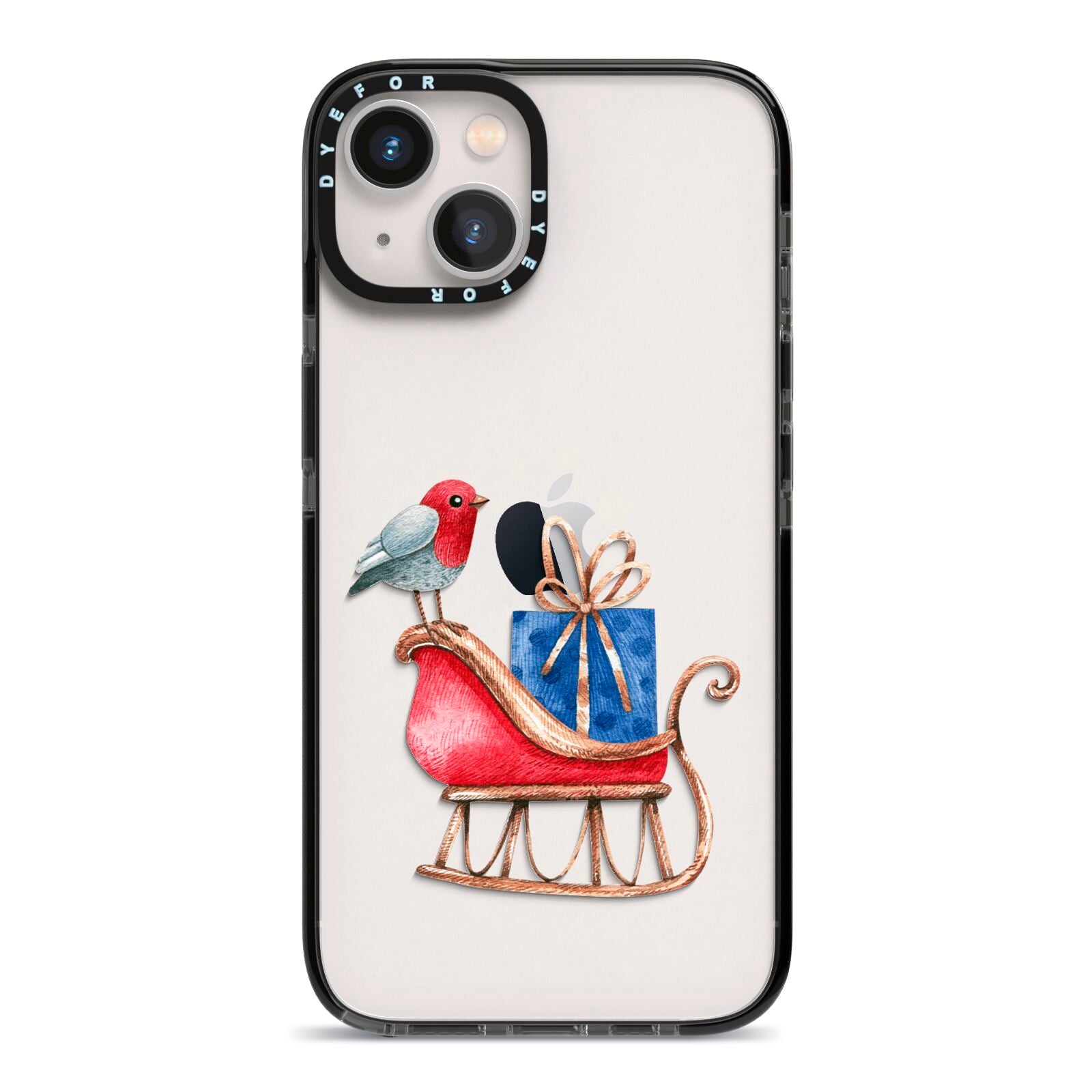 Santas Sleigh iPhone 13 Black Impact Case on Silver phone