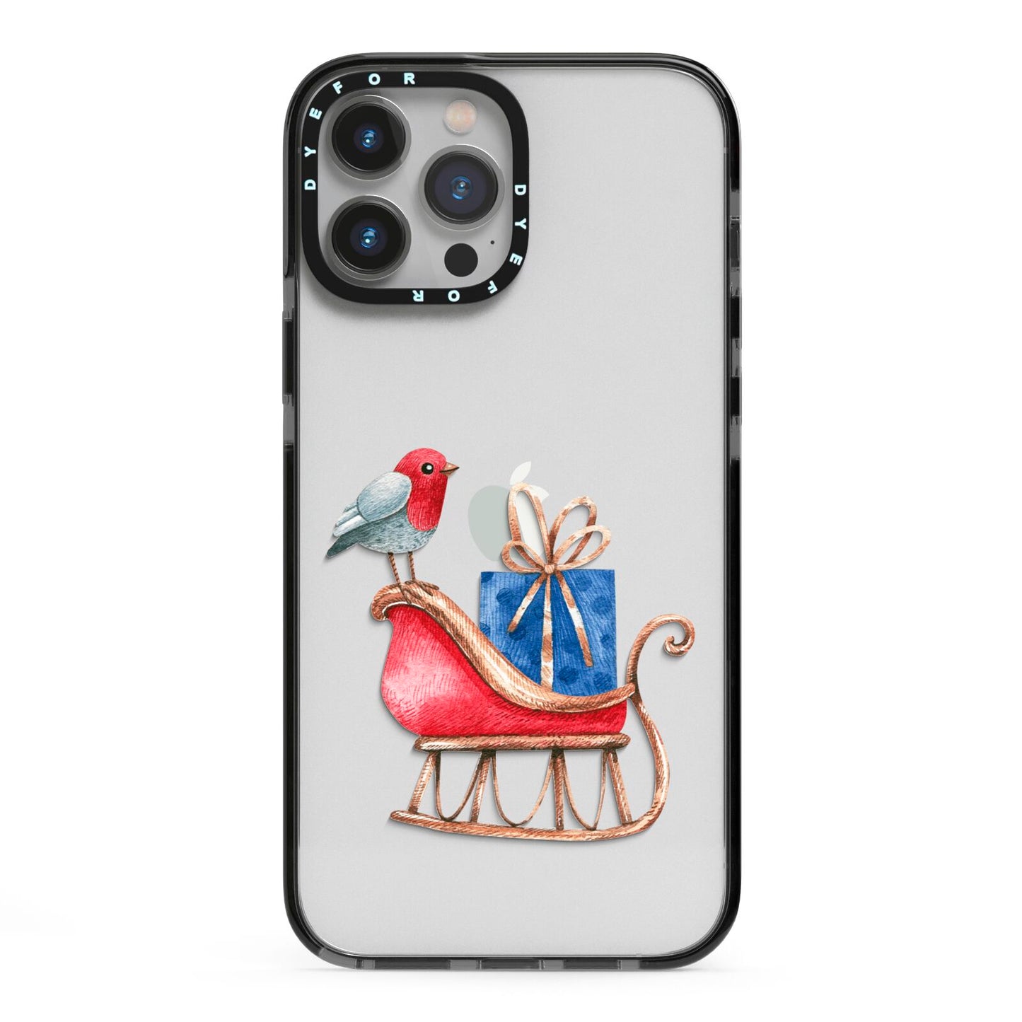 Santas Sleigh iPhone 13 Pro Max Black Impact Case on Silver phone