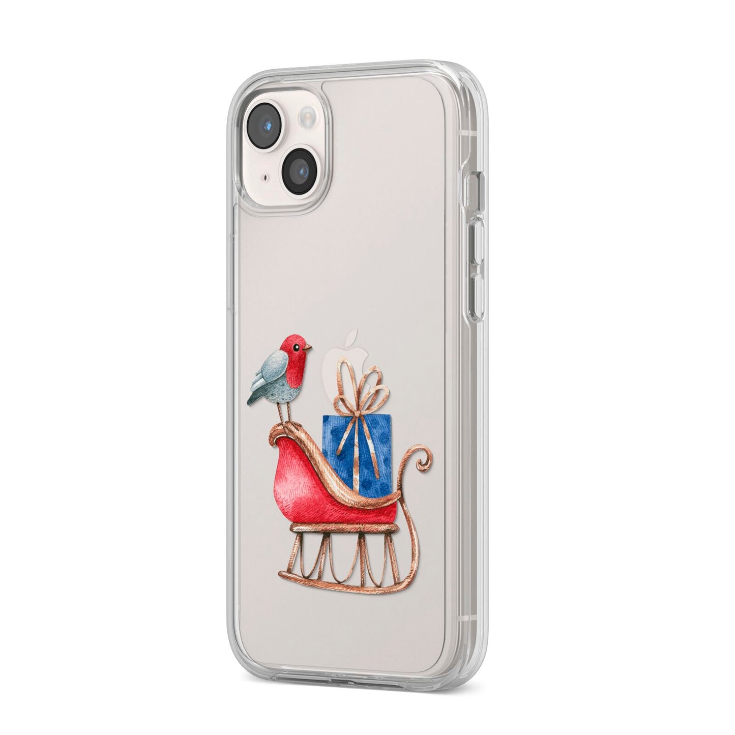 Santas Sleigh iPhone 14 Plus Clear Tough Case Starlight Angled Image