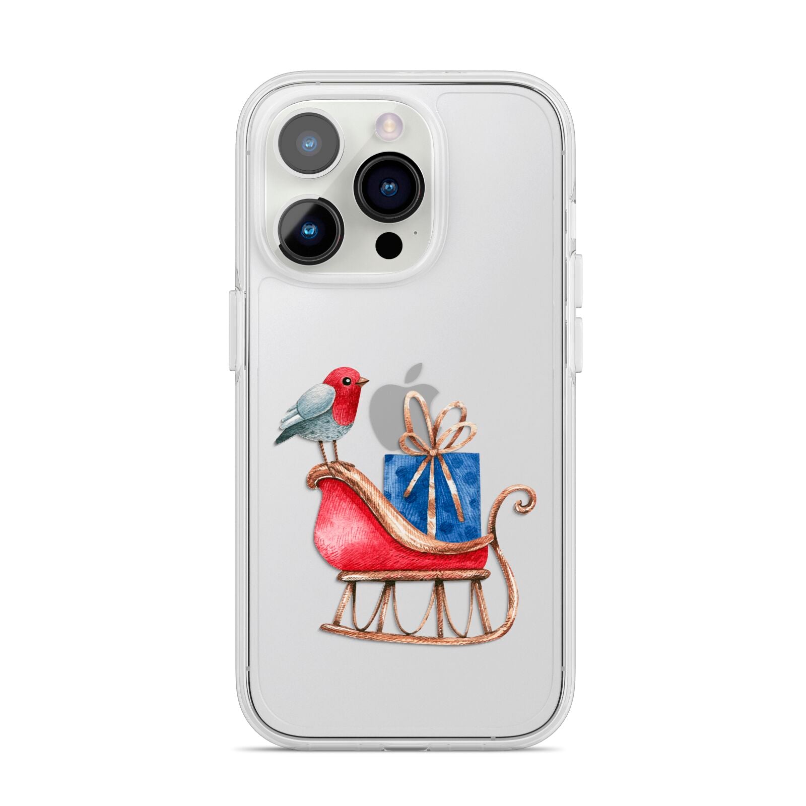 Santas Sleigh iPhone 14 Pro Clear Tough Case Silver