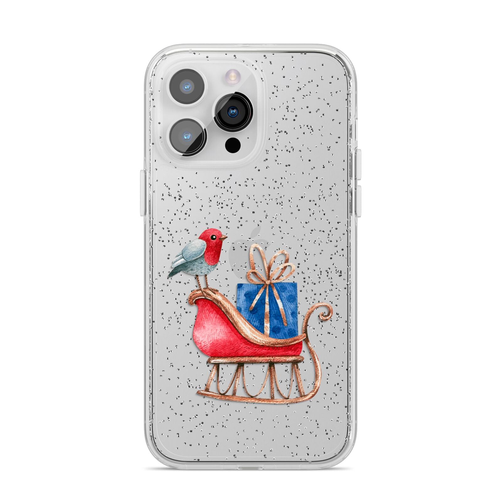 Santas Sleigh iPhone 14 Pro Max Glitter Tough Case Silver