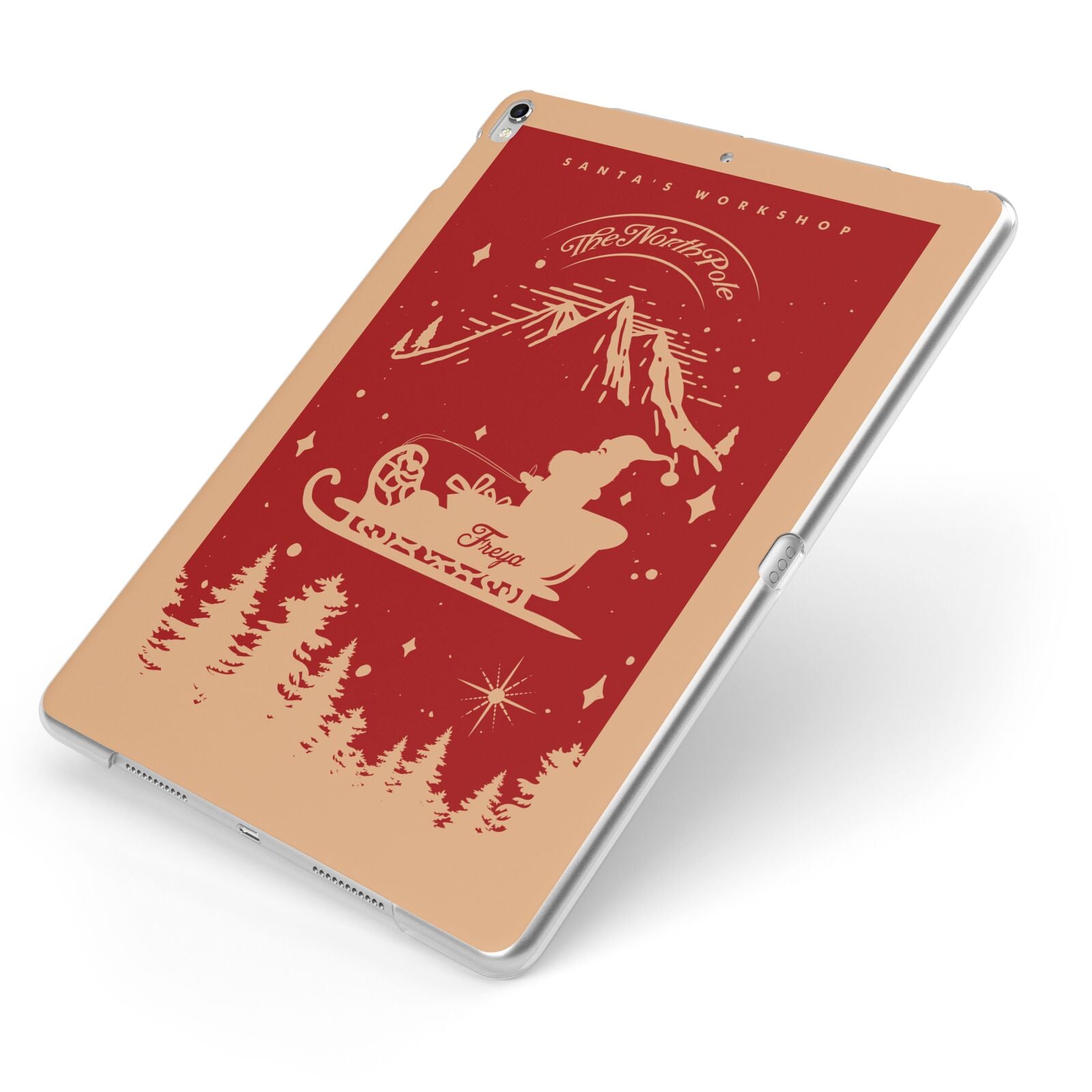 Santas Workshop Personalised Apple iPad Case on Silver iPad Side View