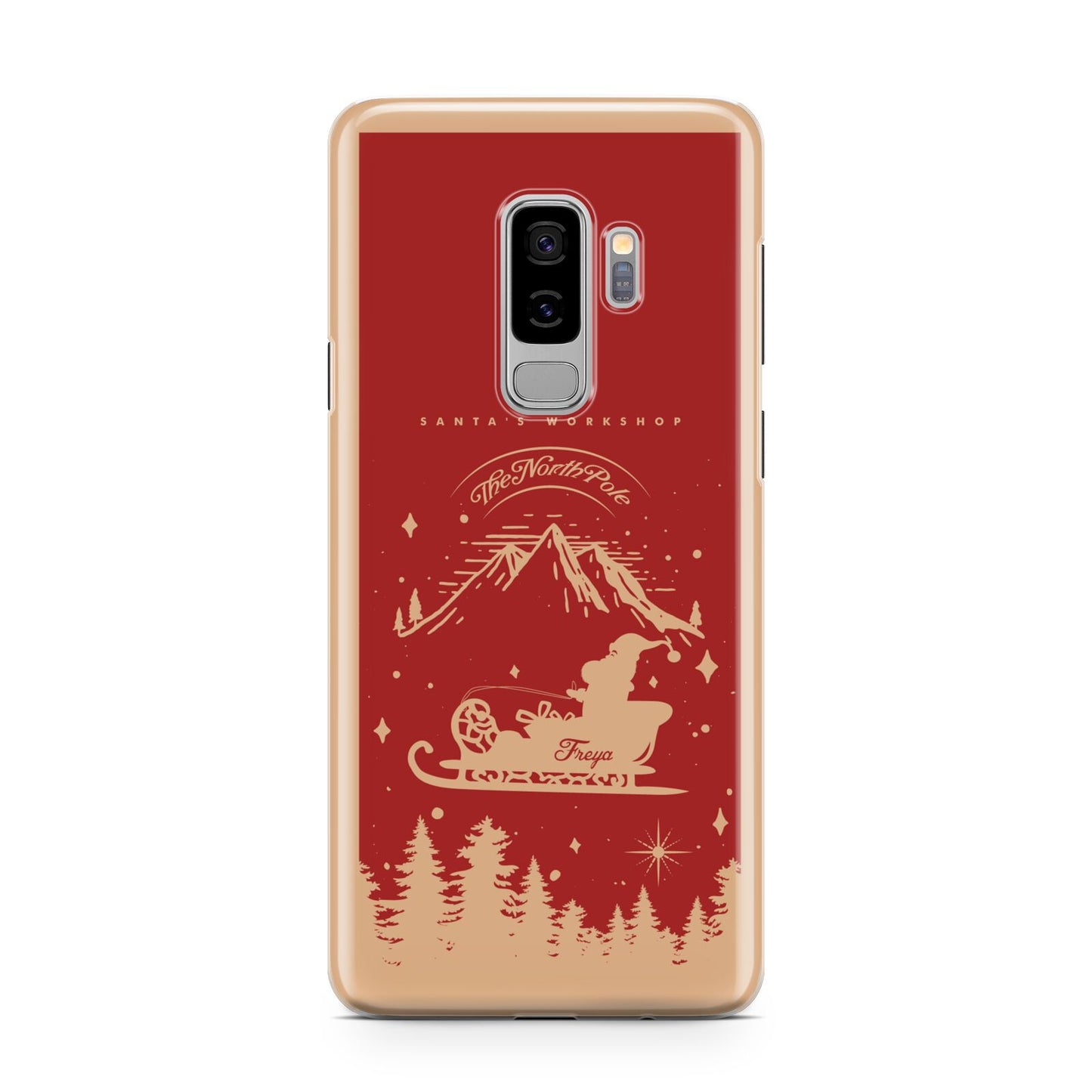 Santas Workshop Personalised Samsung Galaxy S9 Plus Case on Silver phone