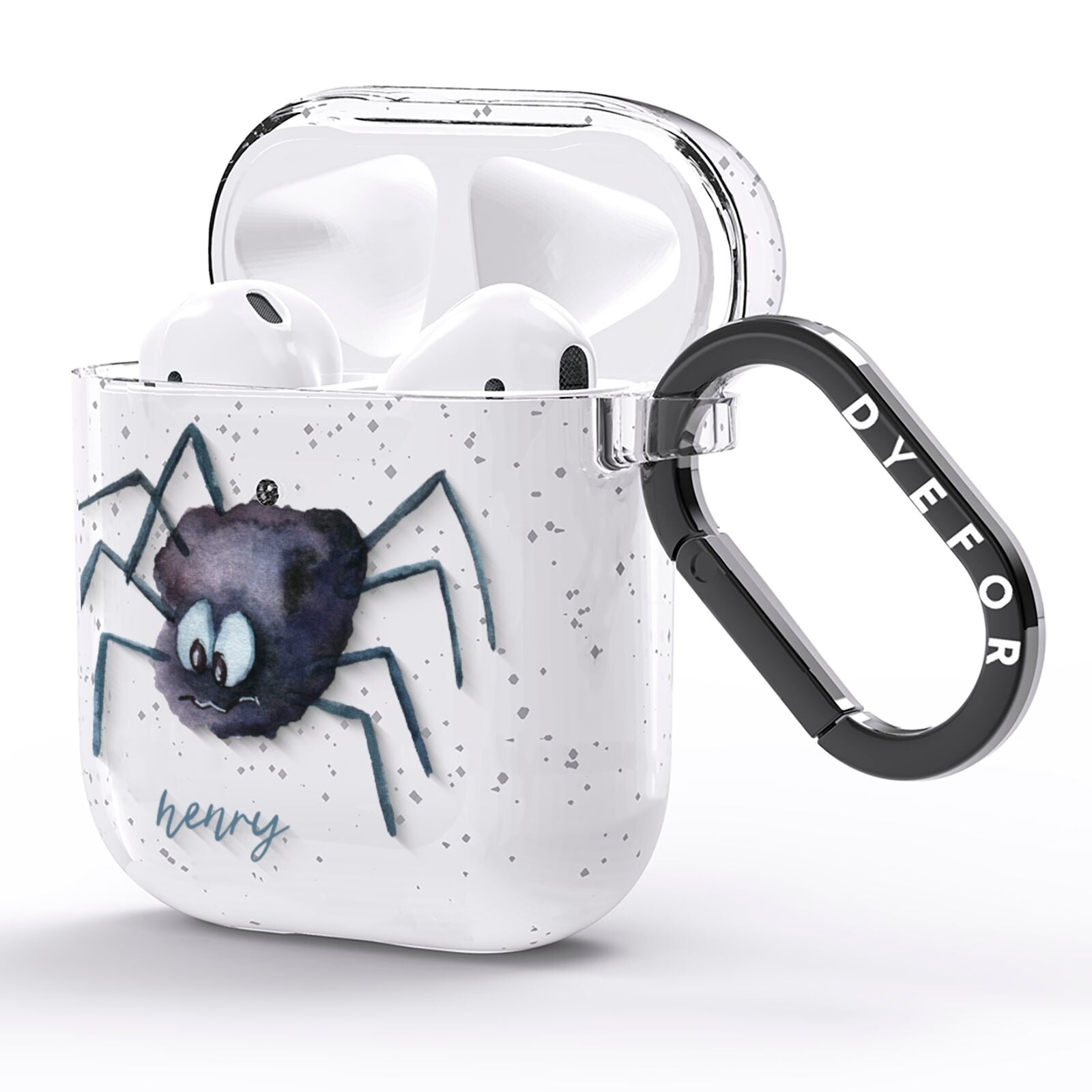 Scared Spider Personalised AirPods Glitter Case Side Image