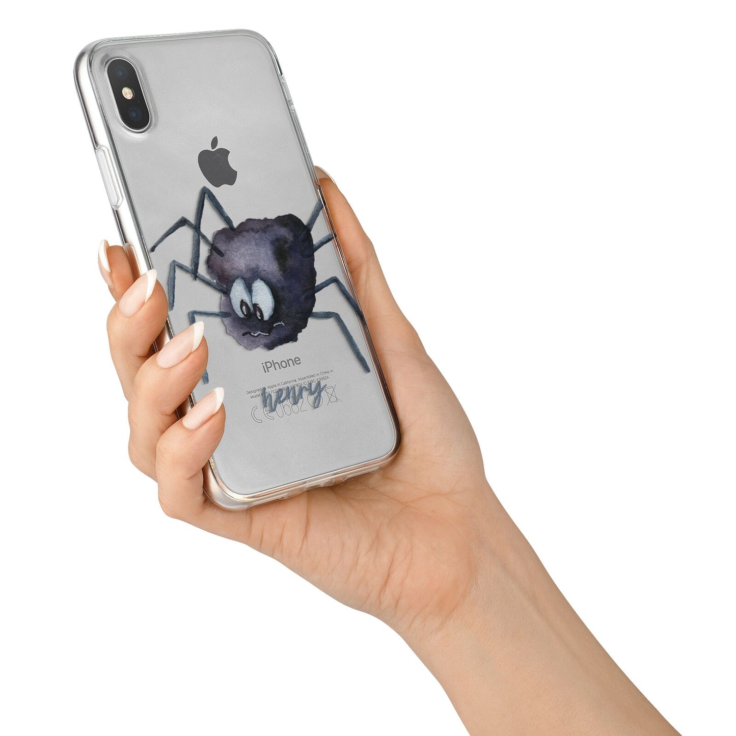 Scared Spider Personalised iPhone X Bumper Case on Silver iPhone Alternative Image 2