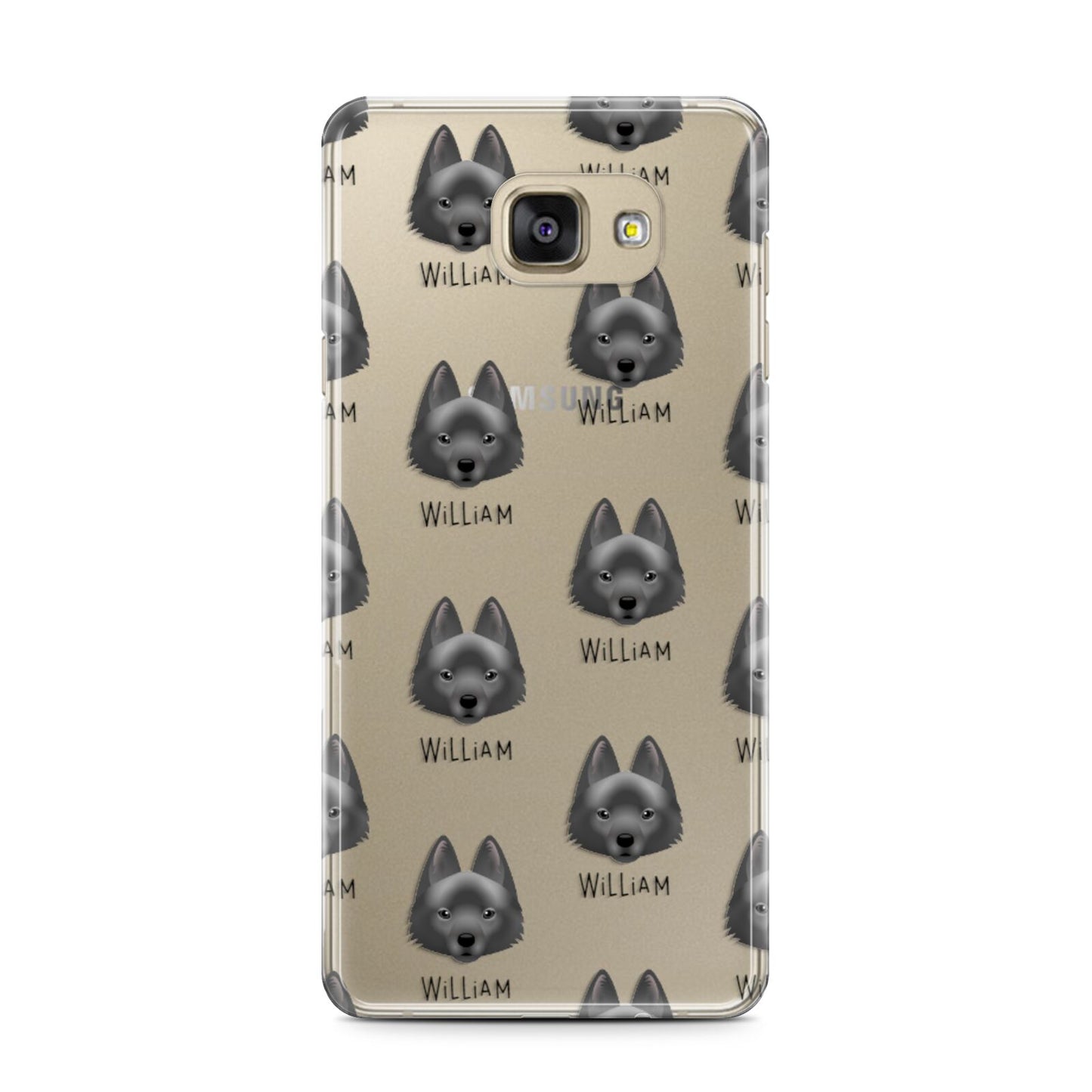 Schipperke Icon with Name Samsung Galaxy A7 2016 Case on gold phone