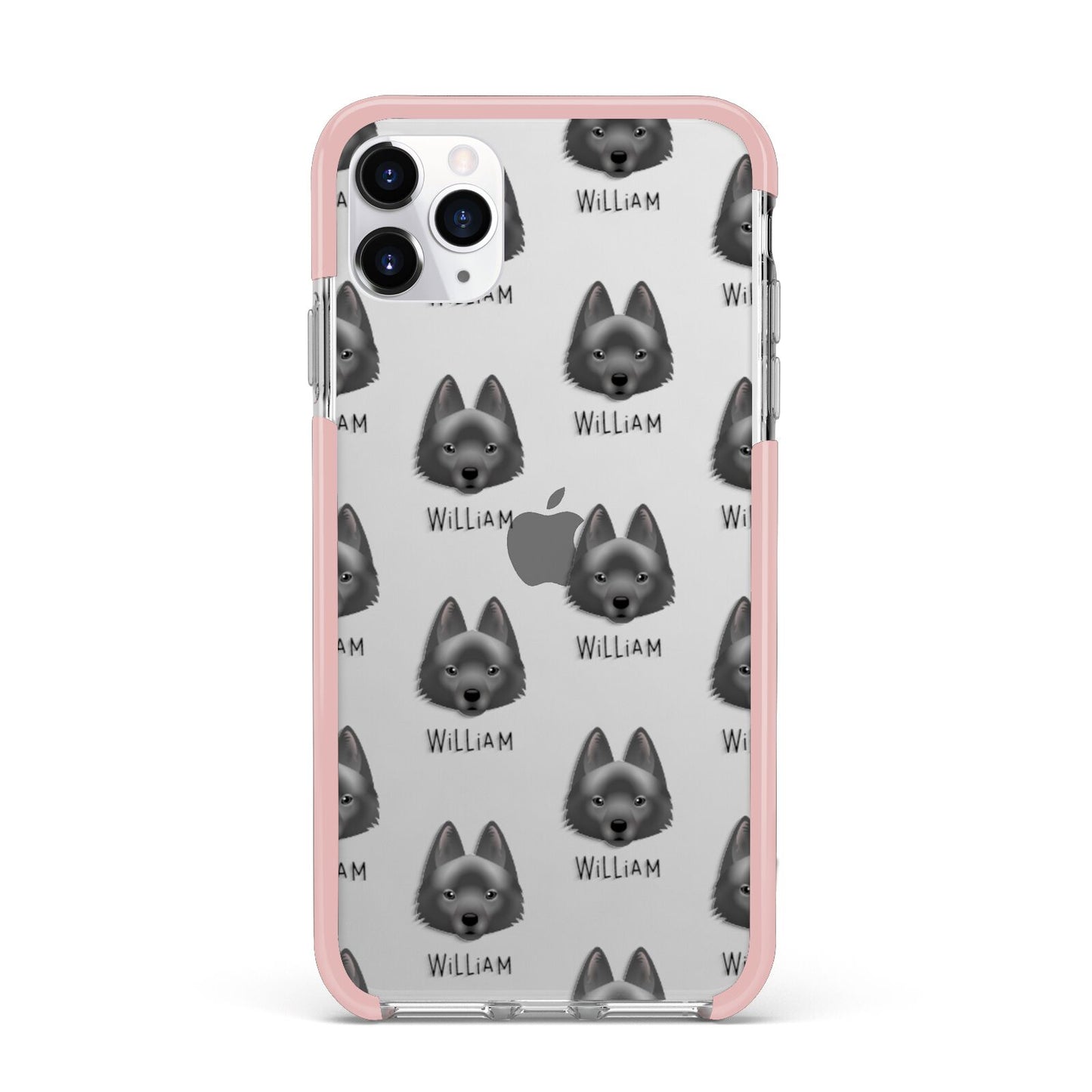 Schipperke Icon with Name iPhone 11 Pro Max Impact Pink Edge Case