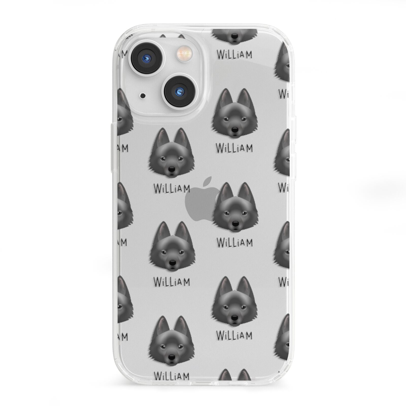 Schipperke Icon with Name iPhone 13 Mini Clear Bumper Case