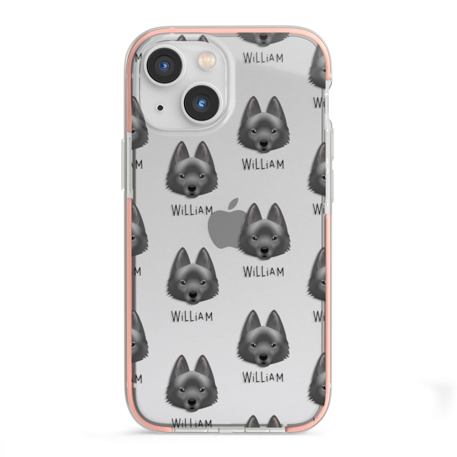 Schipperke Icon with Name iPhone 13 Mini TPU Impact Case with Pink Edges