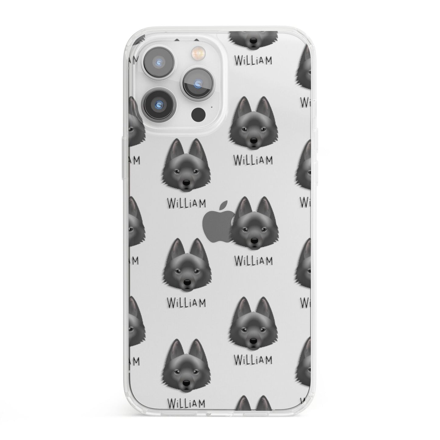 Schipperke Icon with Name iPhone 13 Pro Max Clear Bumper Case