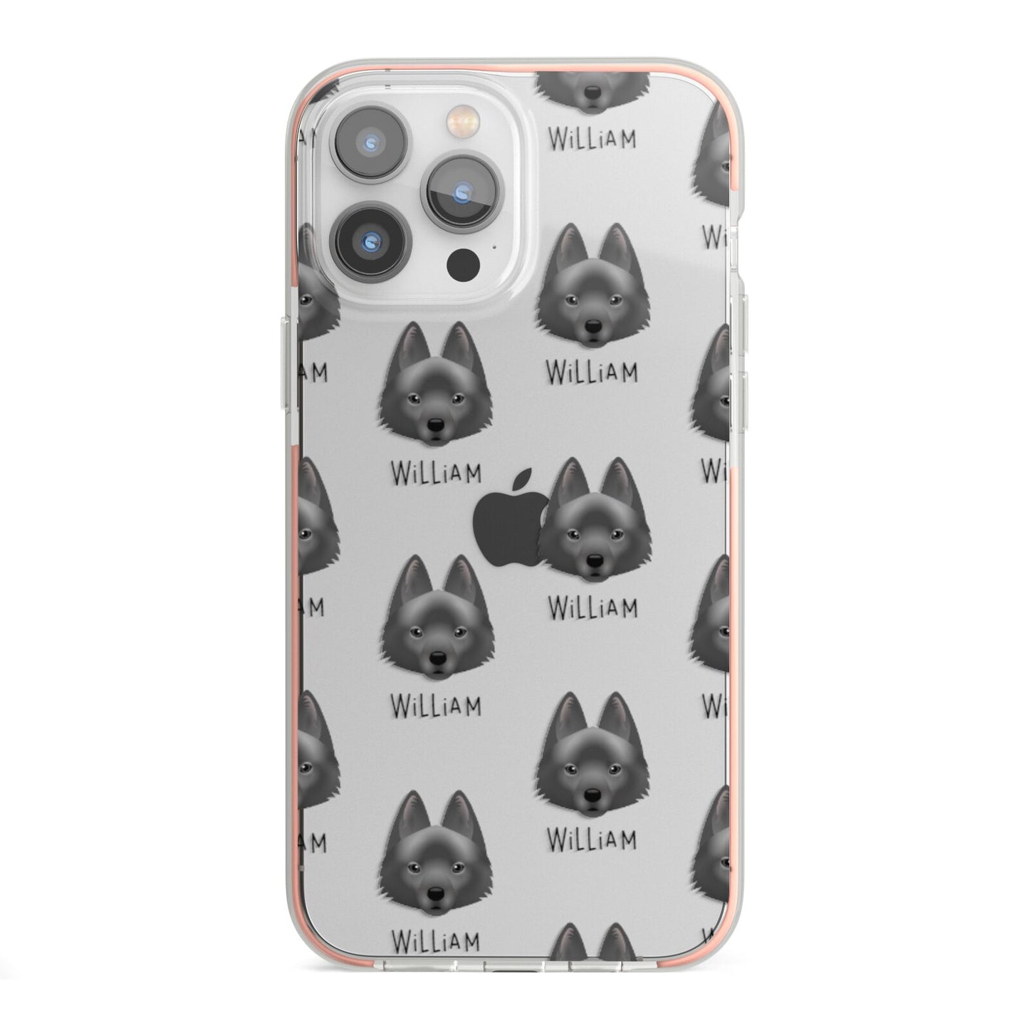 Schipperke Icon with Name iPhone 13 Pro Max TPU Impact Case with Pink Edges
