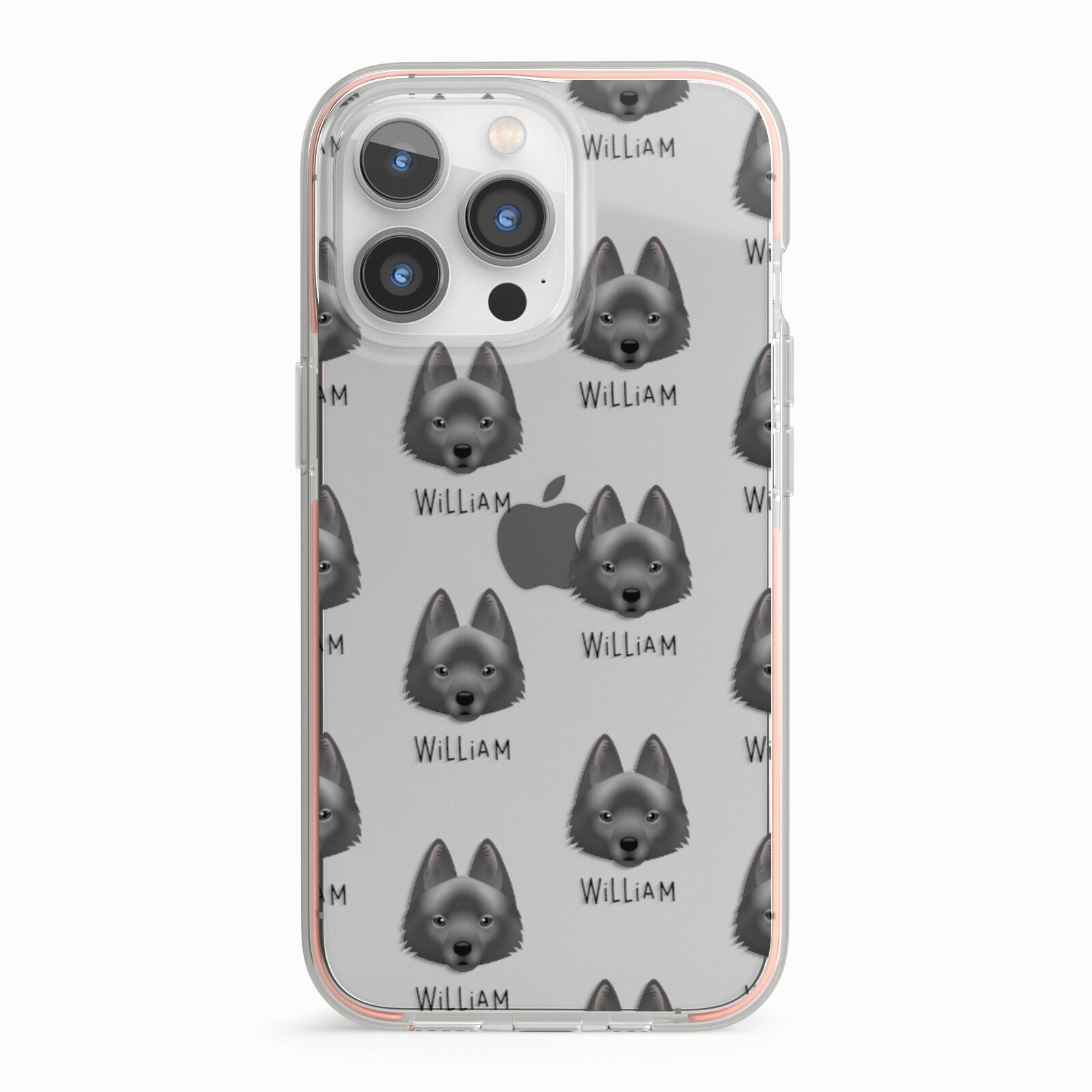 Schipperke Icon with Name iPhone 13 Pro TPU Impact Case with Pink Edges