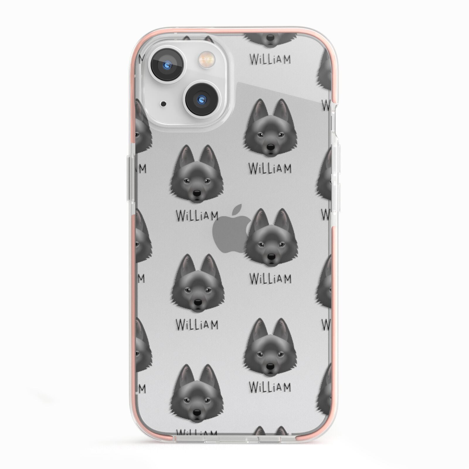 Schipperke Icon with Name iPhone 13 TPU Impact Case with Pink Edges
