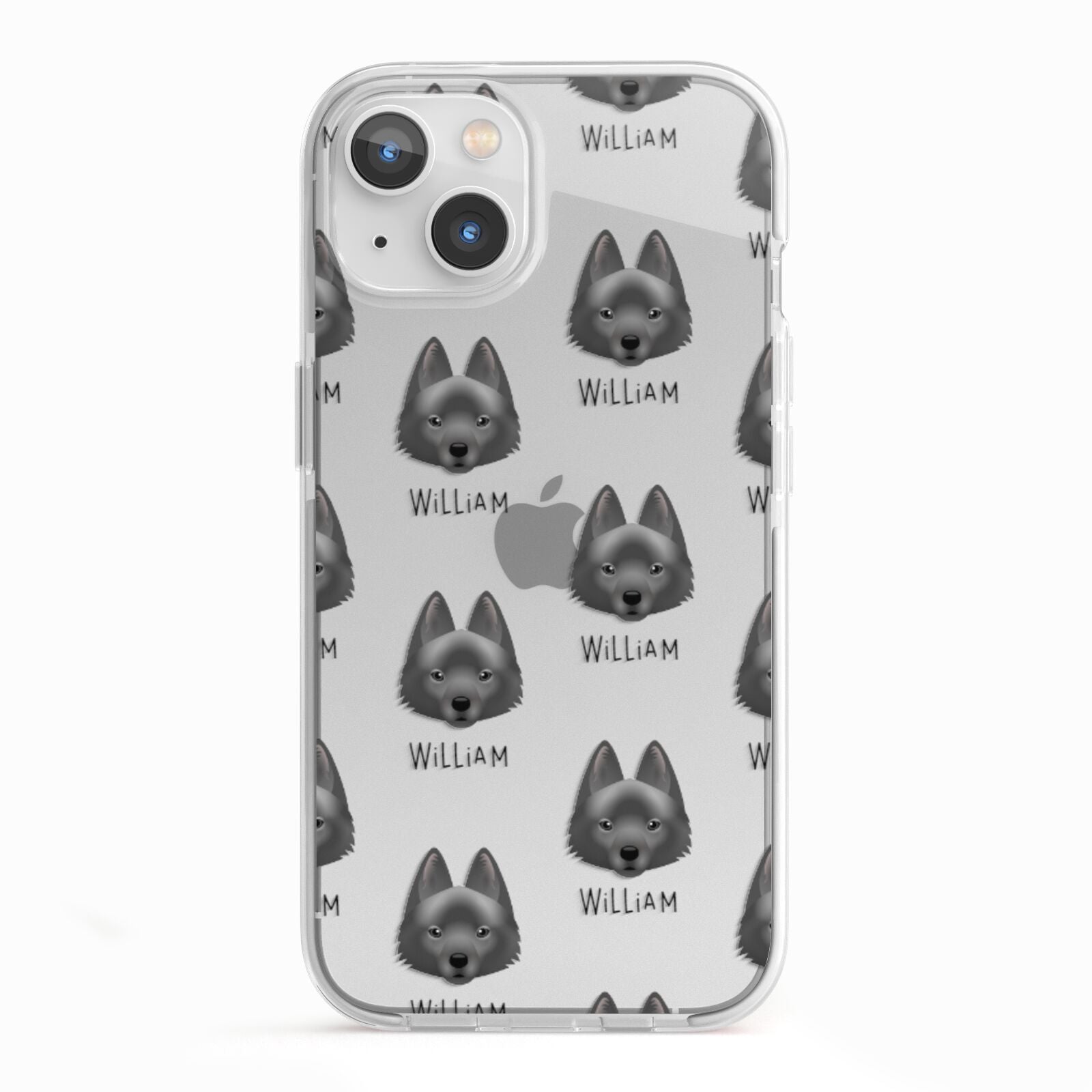 Schipperke Icon with Name iPhone 13 TPU Impact Case with White Edges