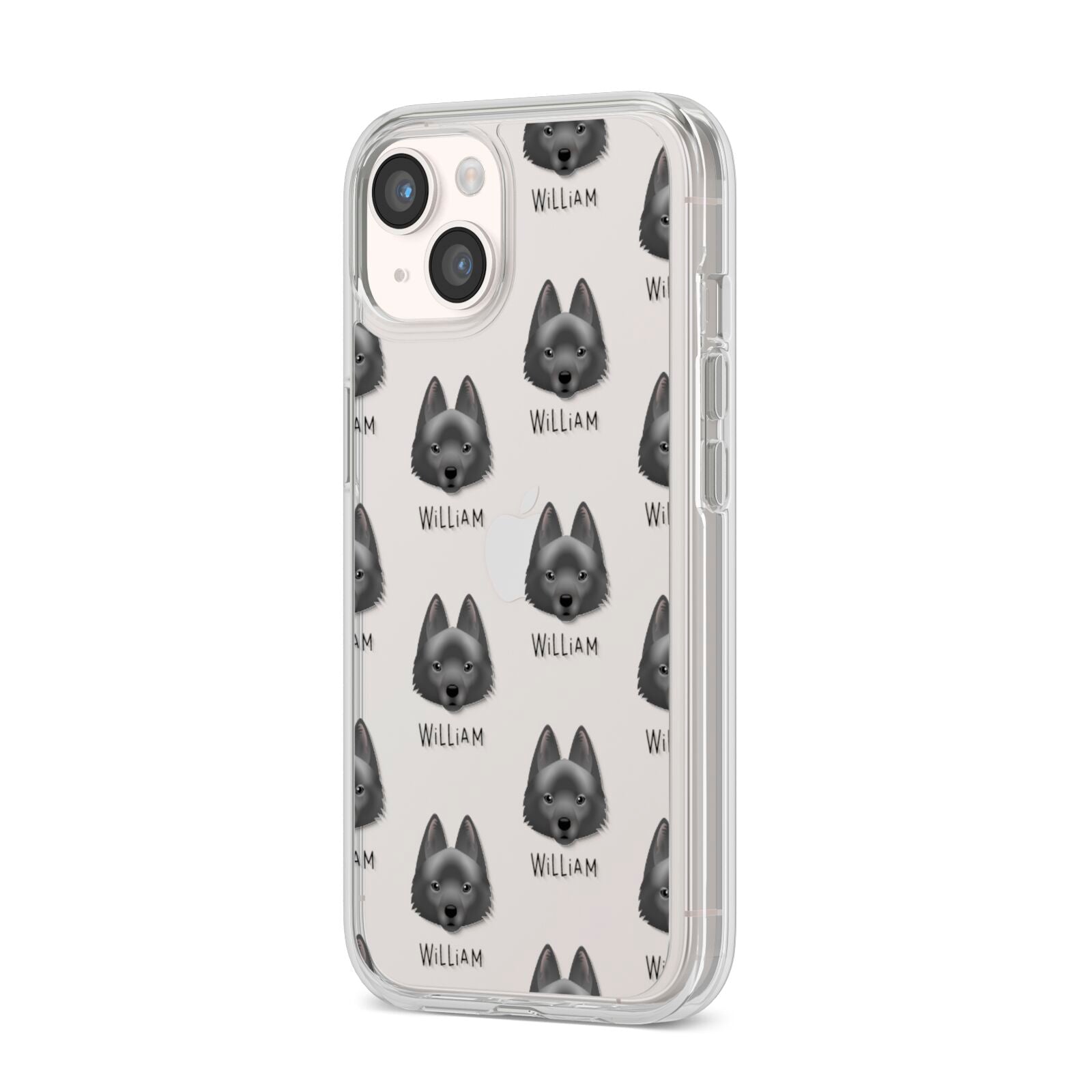 Schipperke Icon with Name iPhone 14 Clear Tough Case Starlight Angled Image