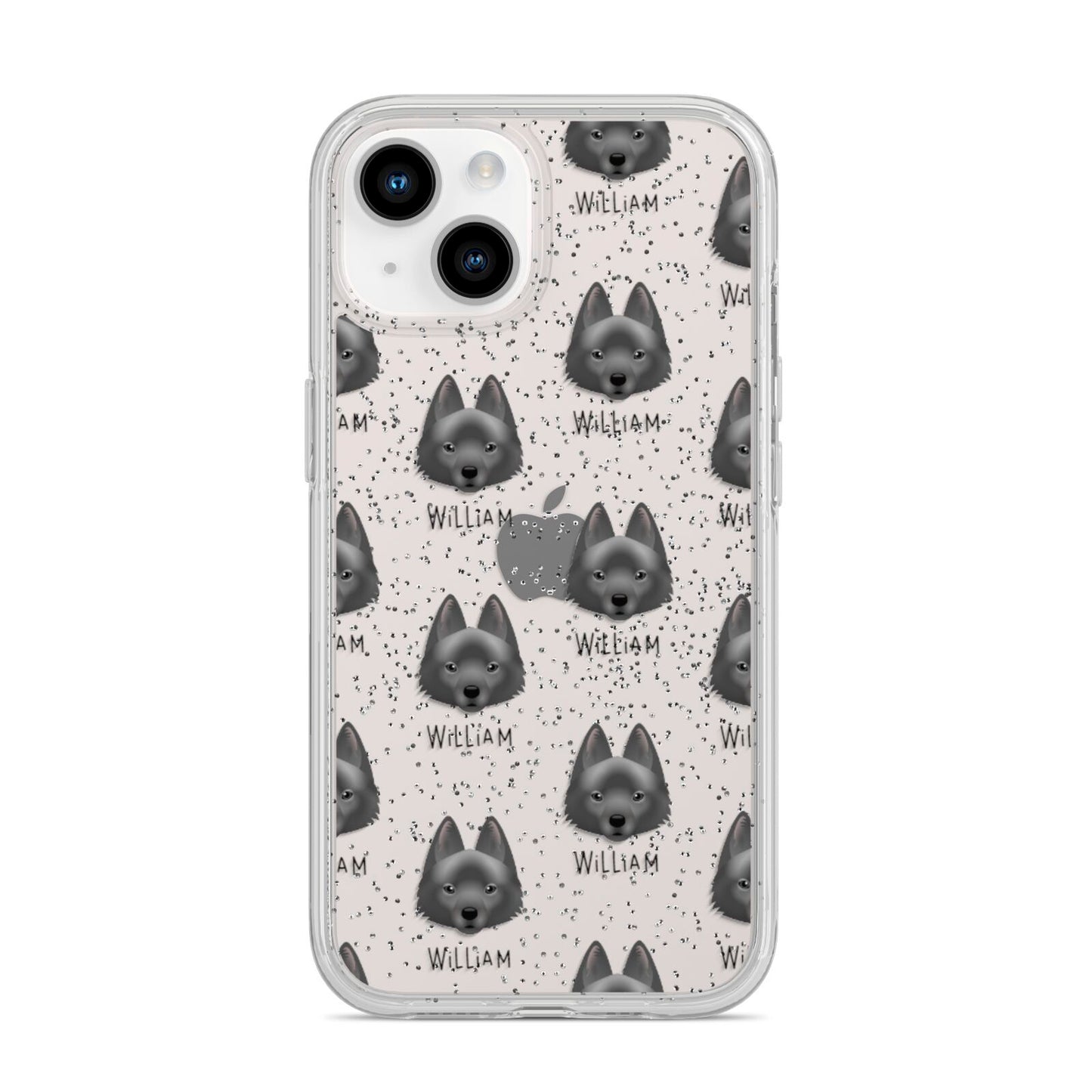 Schipperke Icon with Name iPhone 14 Glitter Tough Case Starlight