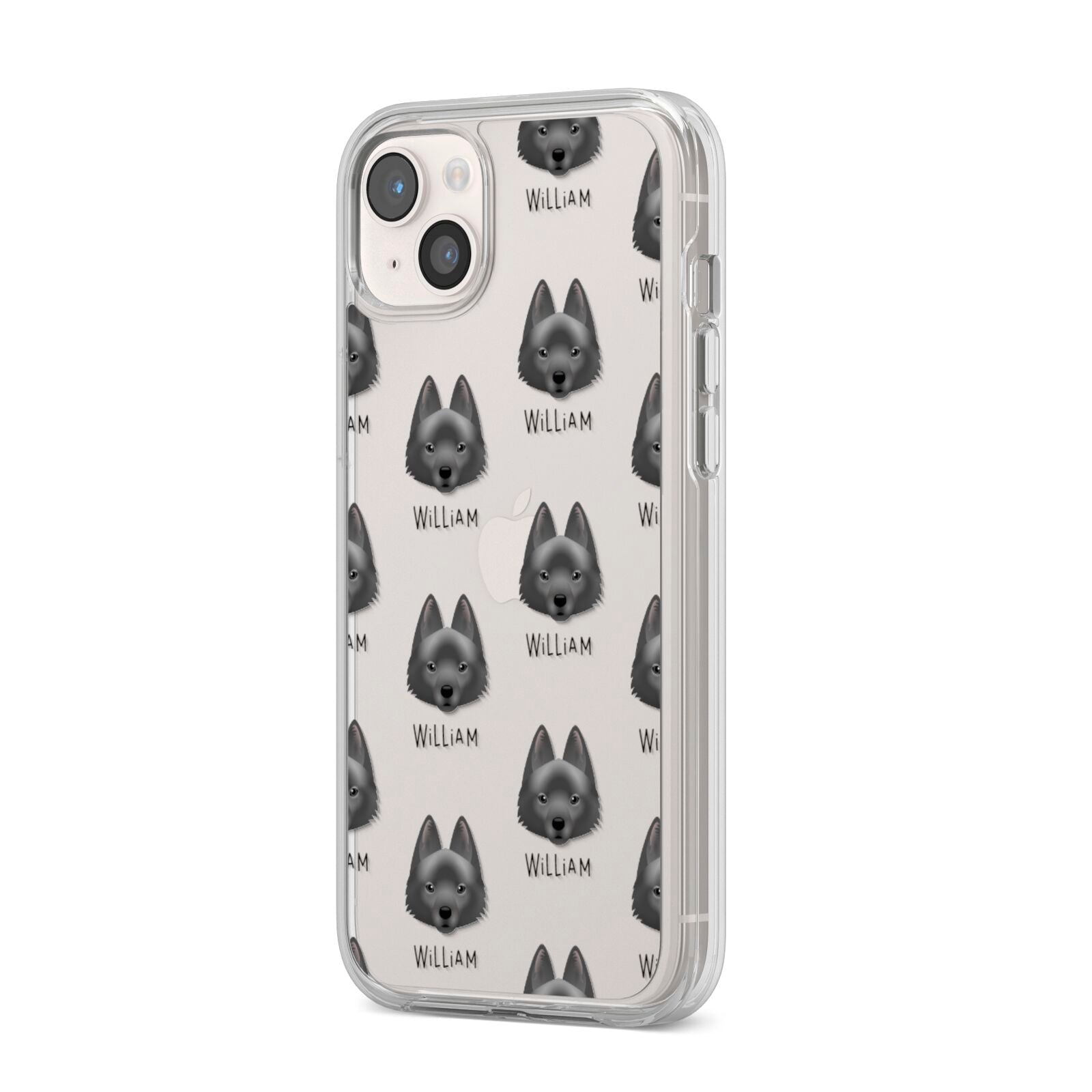 Schipperke Icon with Name iPhone 14 Plus Clear Tough Case Starlight Angled Image