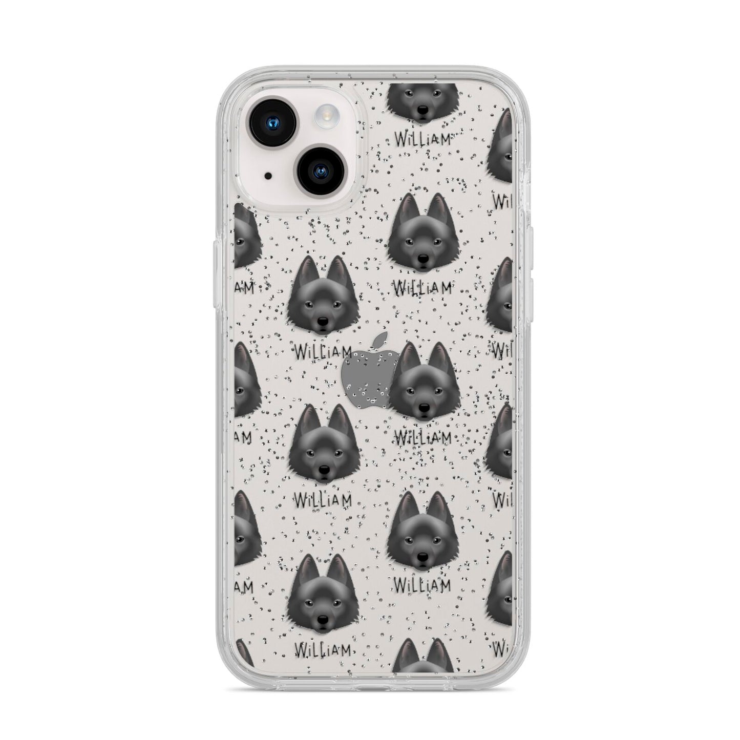 Schipperke Icon with Name iPhone 14 Plus Glitter Tough Case Starlight