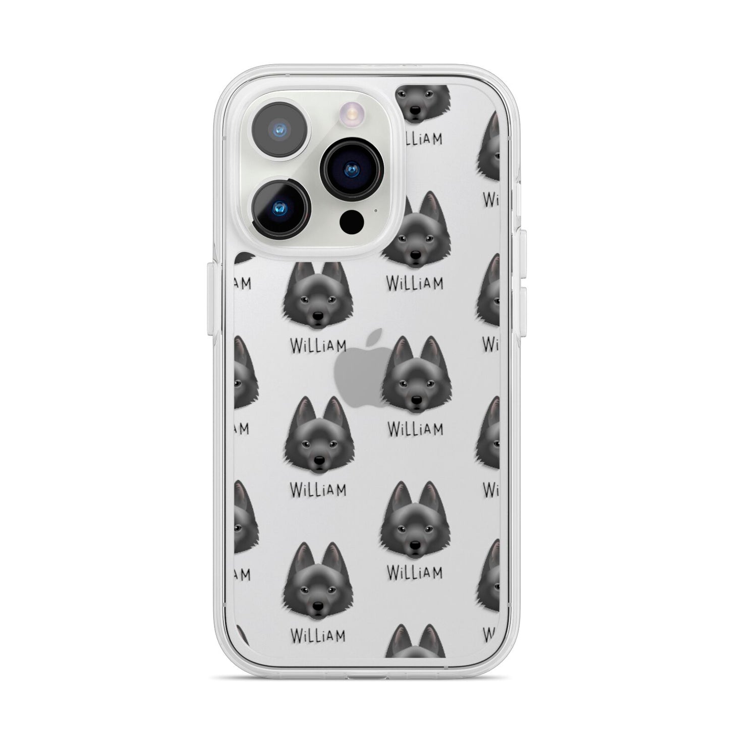 Schipperke Icon with Name iPhone 14 Pro Clear Tough Case Silver