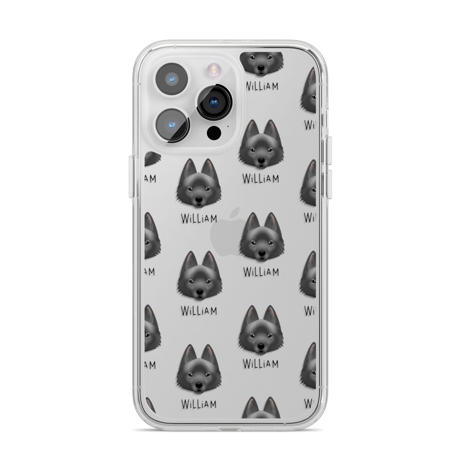 Schipperke Icon with Name iPhone 14 Pro Max Clear Tough Case Silver