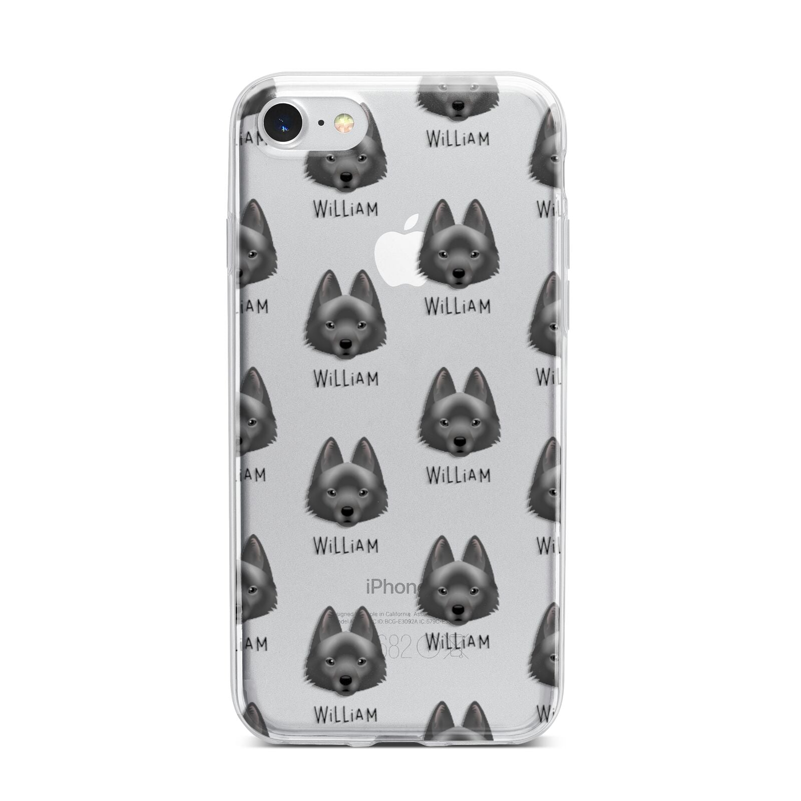 Schipperke Icon with Name iPhone 7 Bumper Case on Silver iPhone