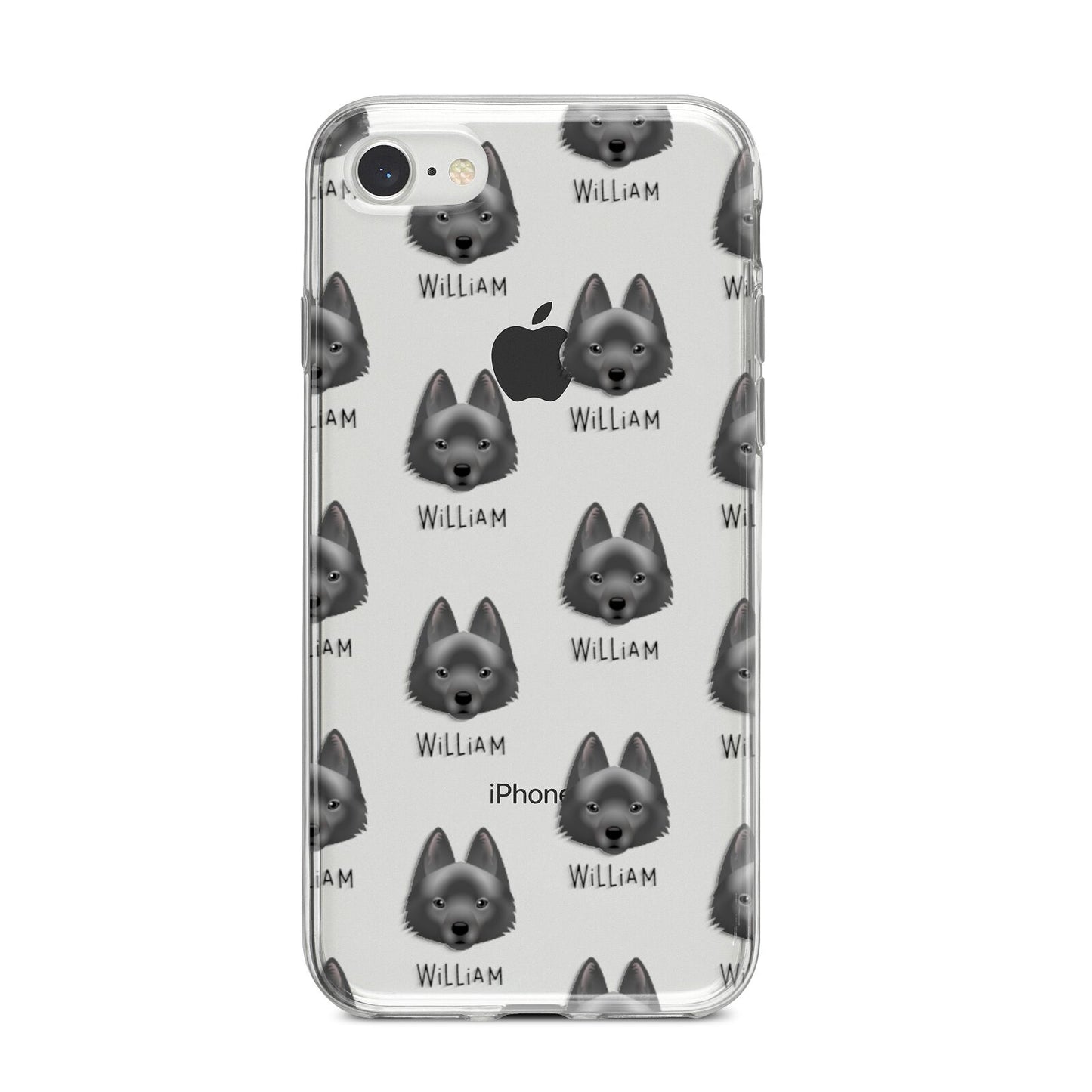 Schipperke Icon with Name iPhone 8 Bumper Case on Silver iPhone