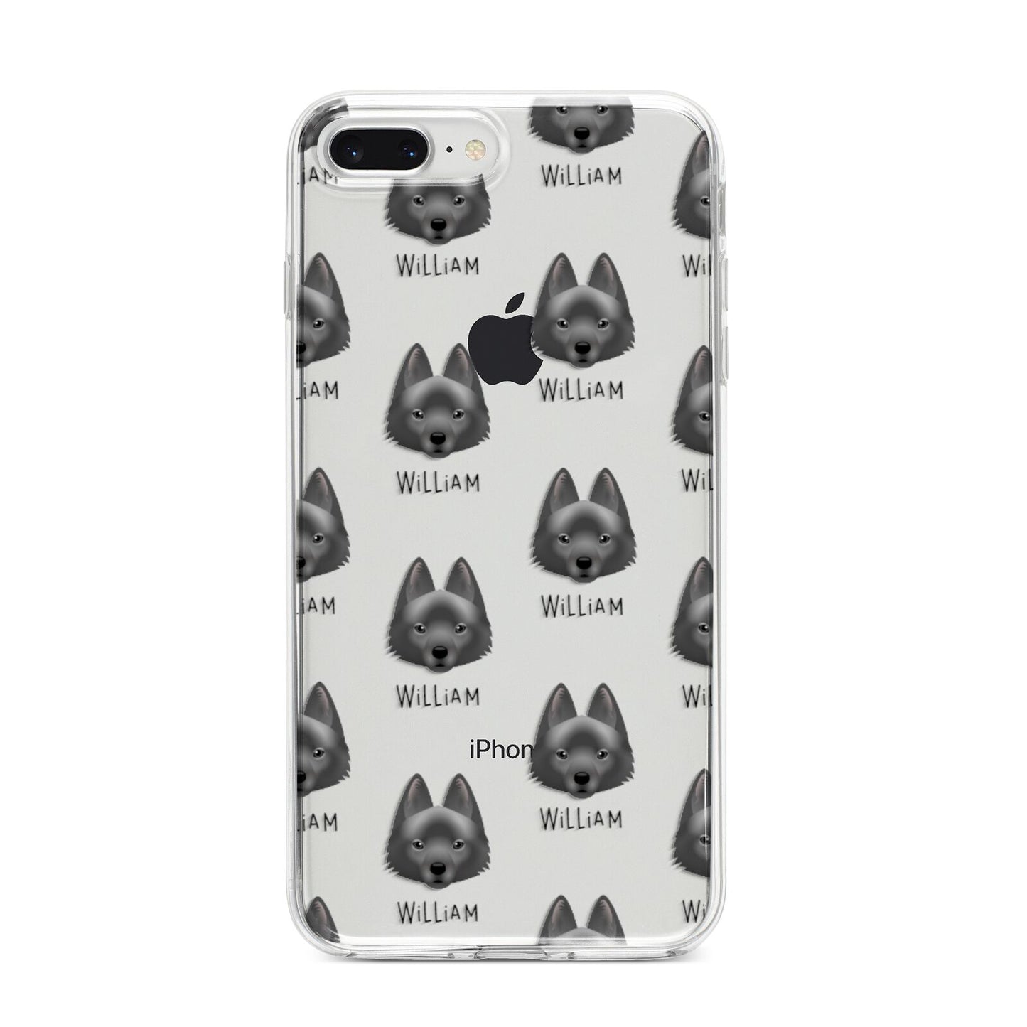 Schipperke Icon with Name iPhone 8 Plus Bumper Case on Silver iPhone