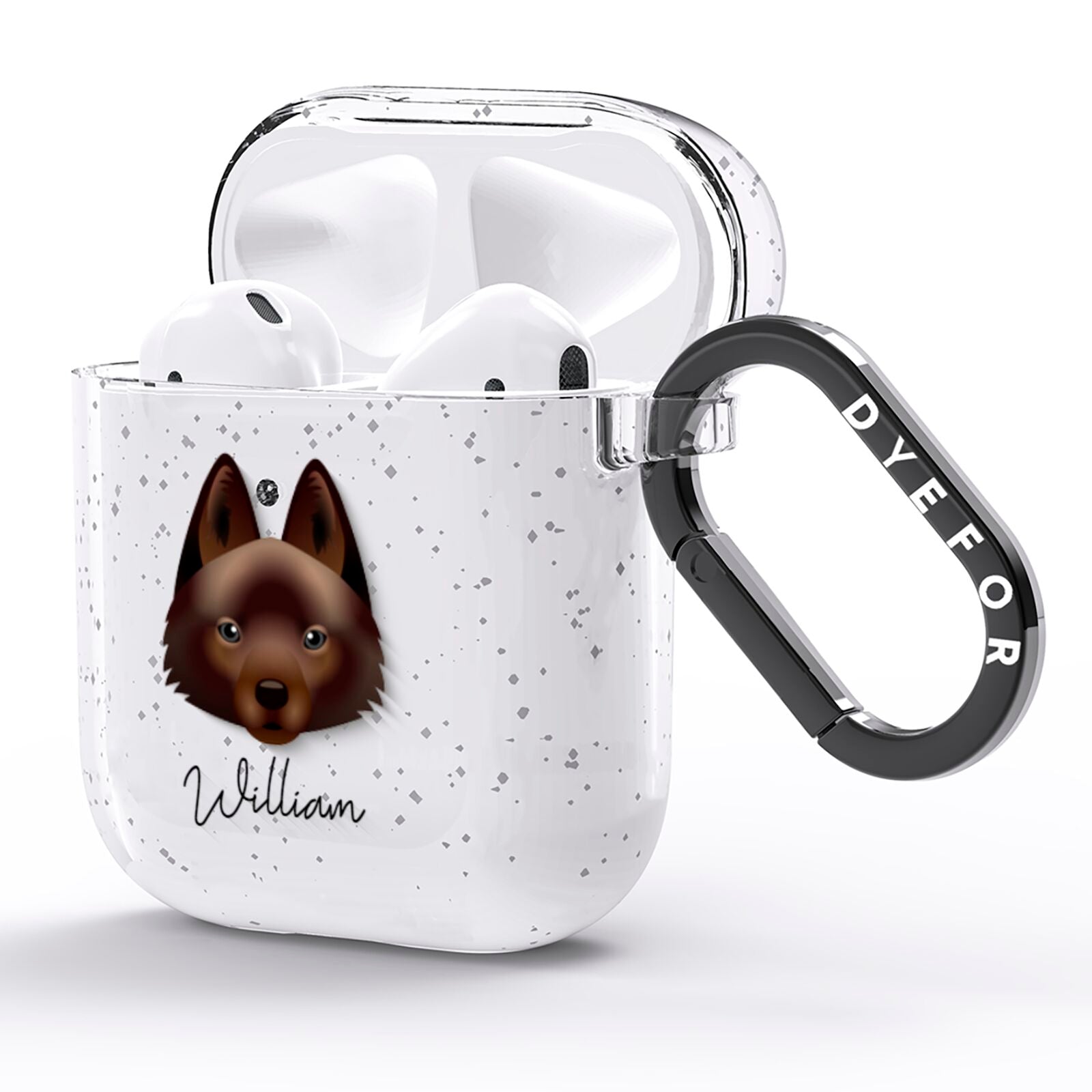 Schipperke Personalised AirPods Glitter Case Side Image