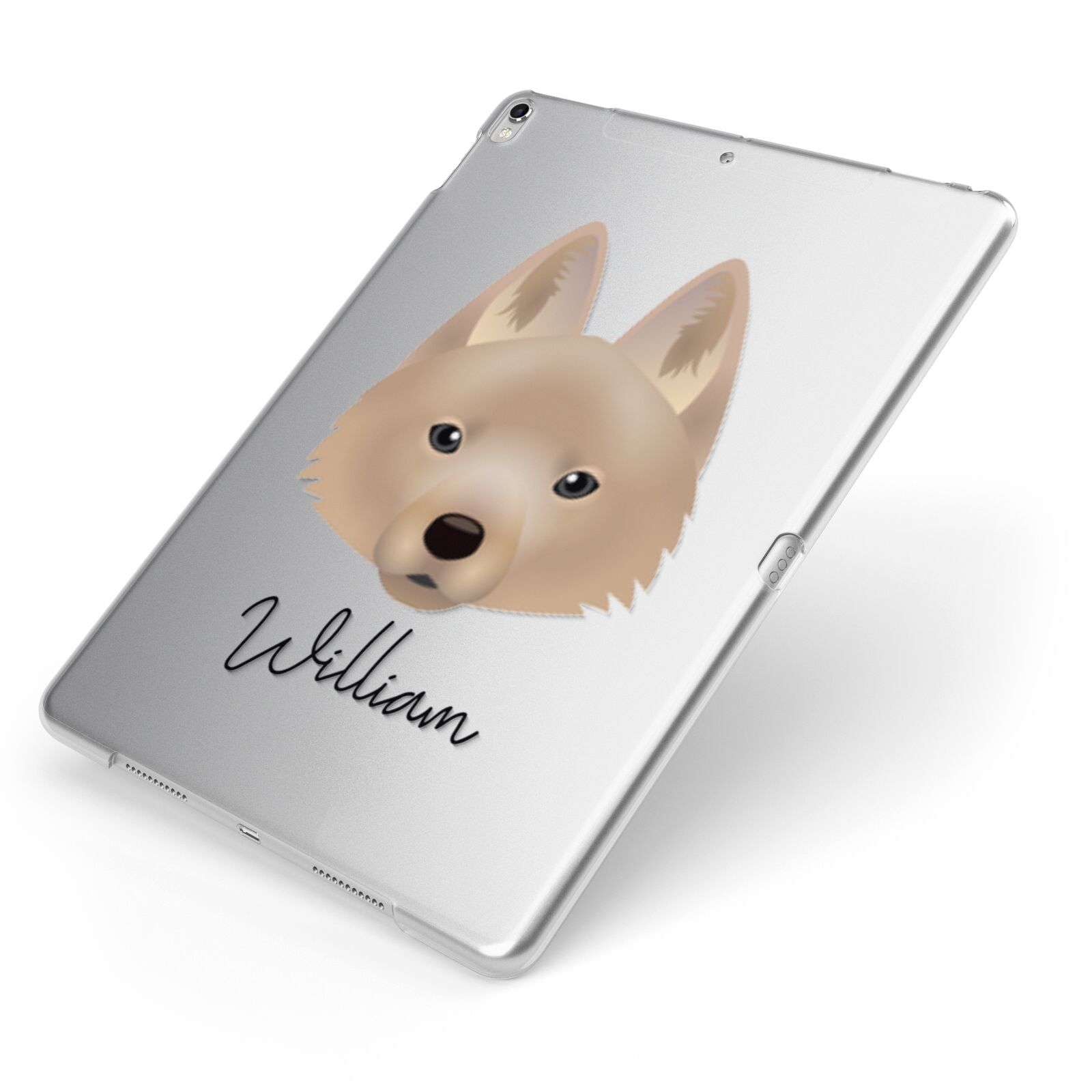 Schipperke Personalised Apple iPad Case on Silver iPad Side View