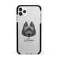 Schipperke Personalised Apple iPhone 11 Pro Max in Silver with Black Impact Case