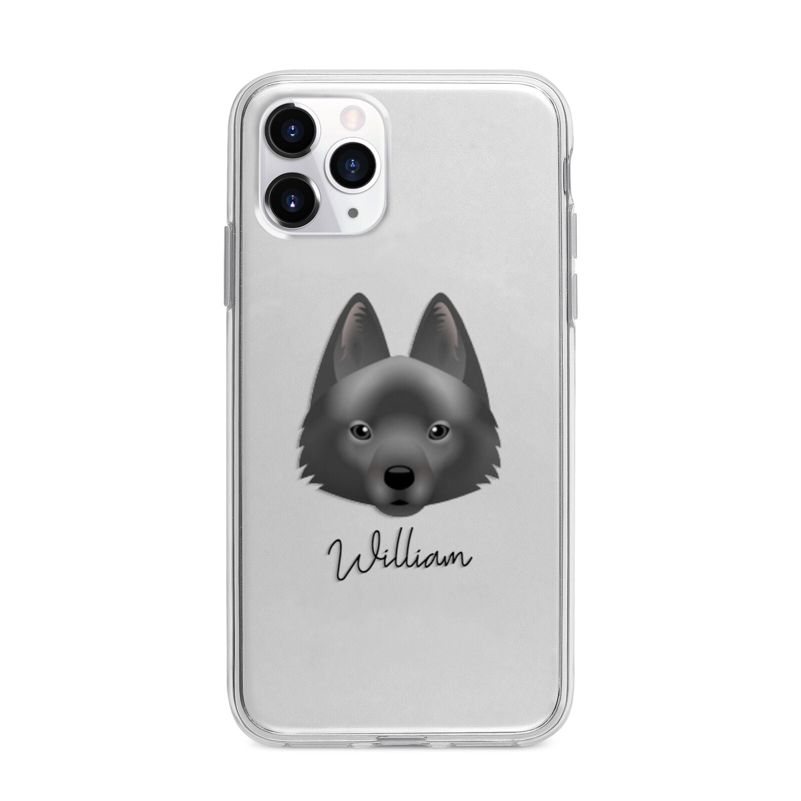 Schipperke Personalised Apple iPhone 11 Pro Max in Silver with Bumper Case