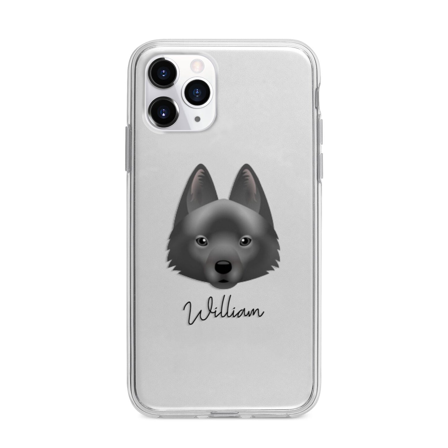 Schipperke Personalised Apple iPhone 11 Pro in Silver with Bumper Case