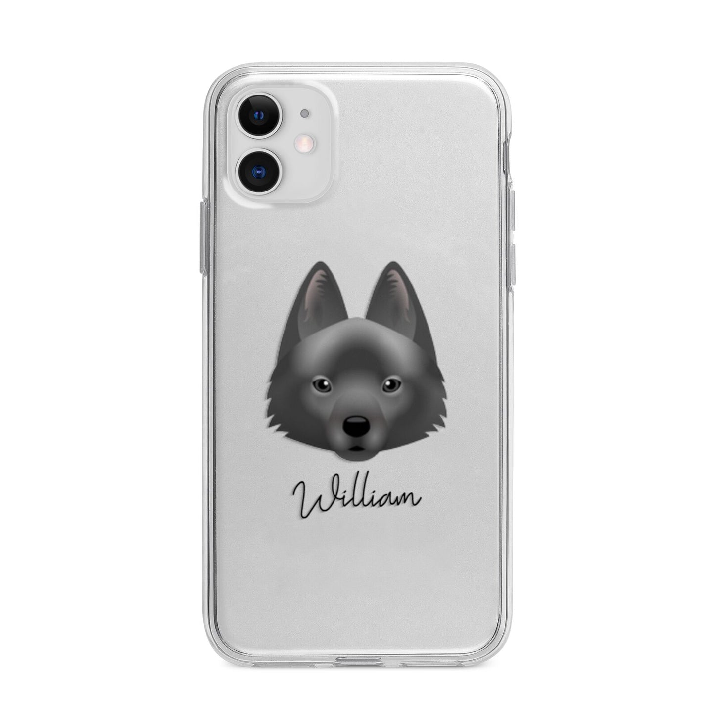 Schipperke Personalised Apple iPhone 11 in White with Bumper Case
