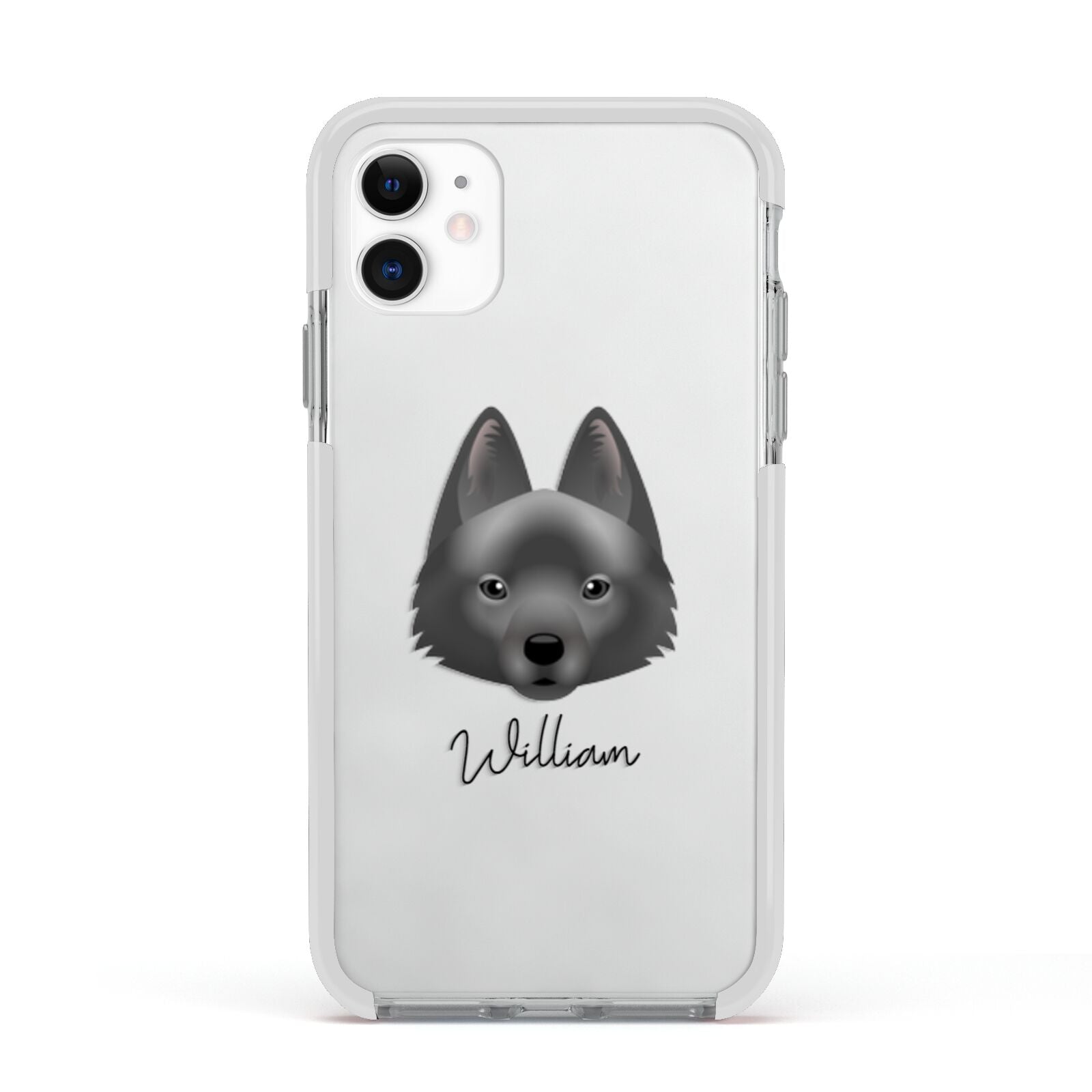 Schipperke Personalised Apple iPhone 11 in White with White Impact Case