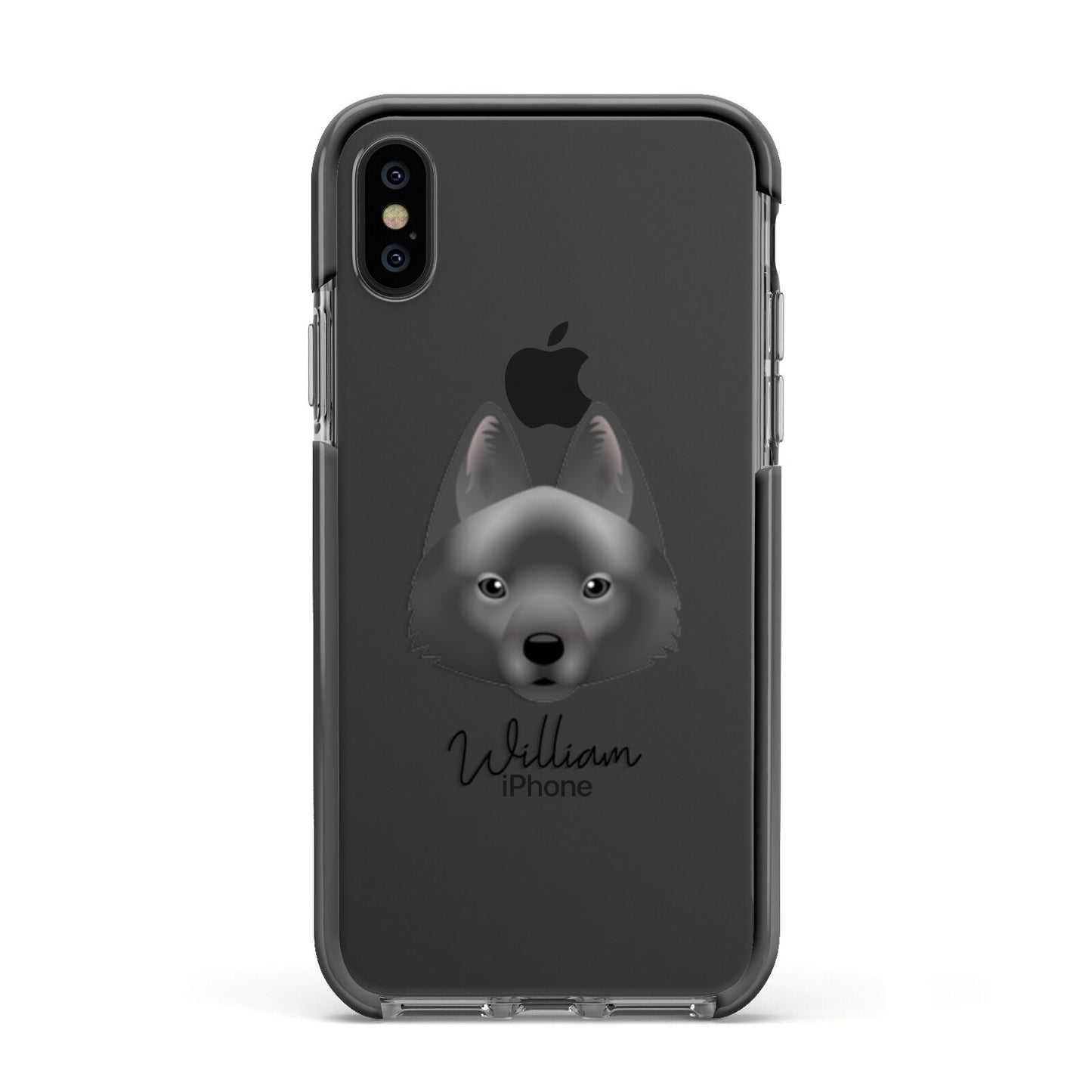 Schipperke Personalised Apple iPhone Xs Impact Case Black Edge on Black Phone