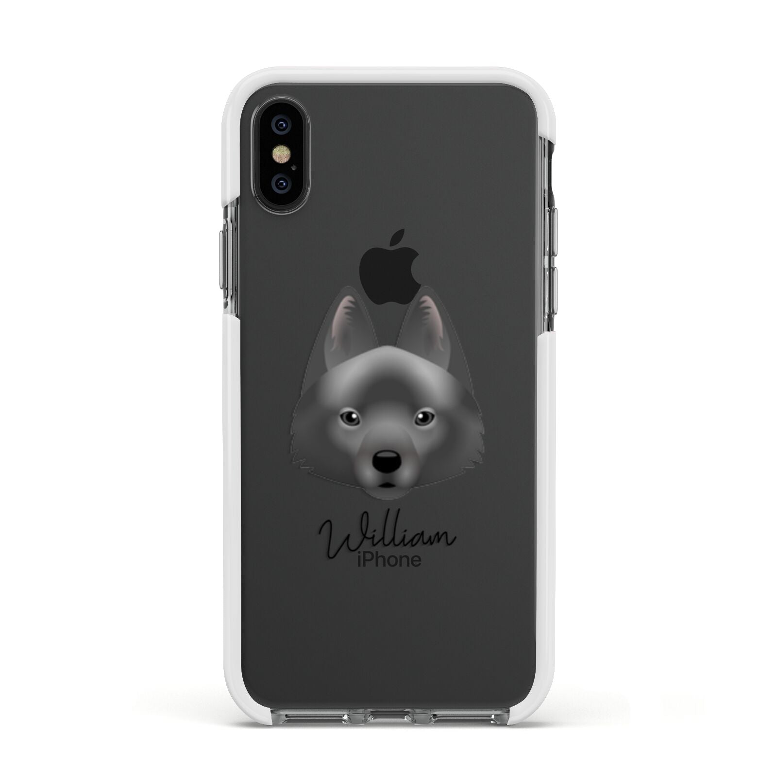 Schipperke Personalised Apple iPhone Xs Impact Case White Edge on Black Phone