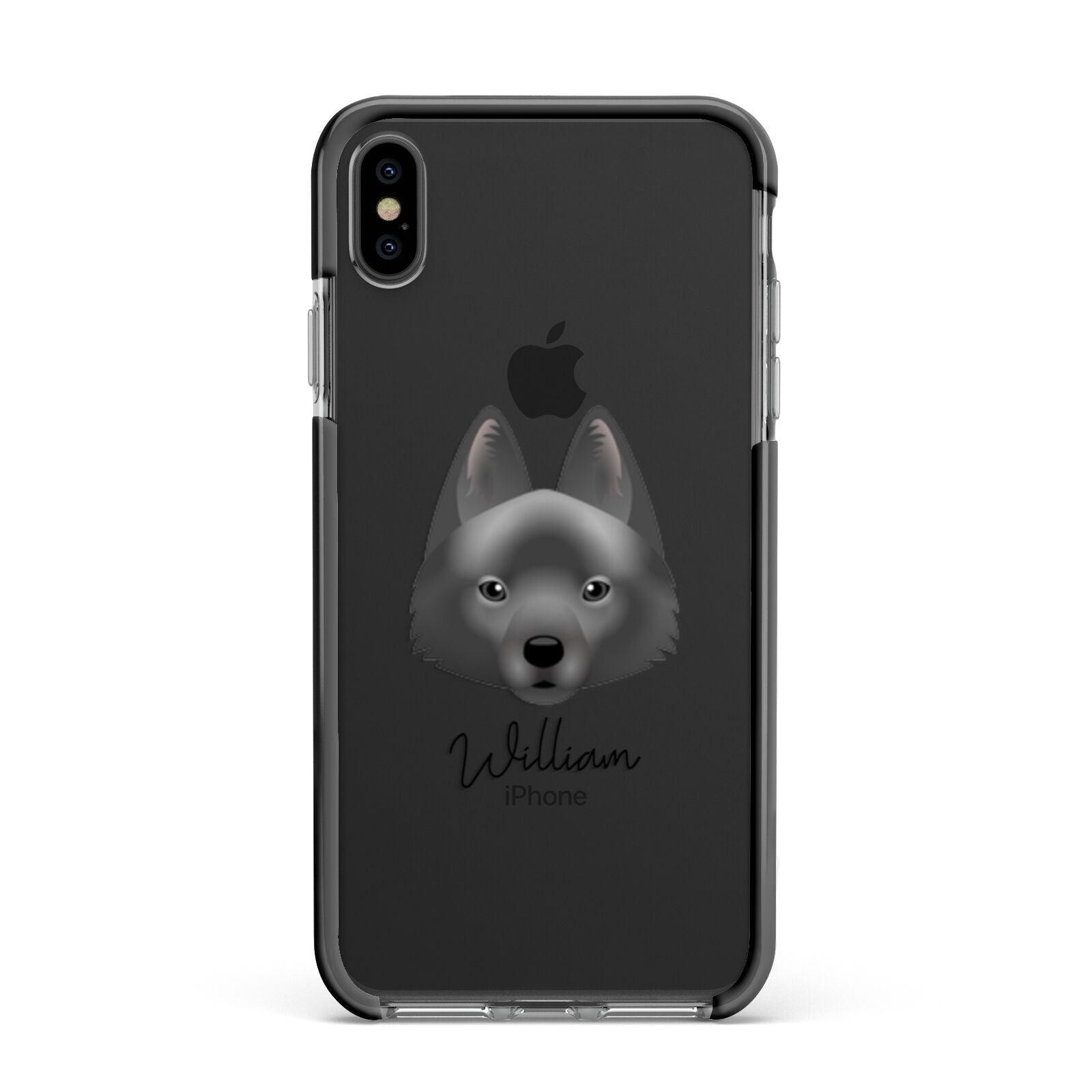 Schipperke Personalised Apple iPhone Xs Max Impact Case Black Edge on Black Phone