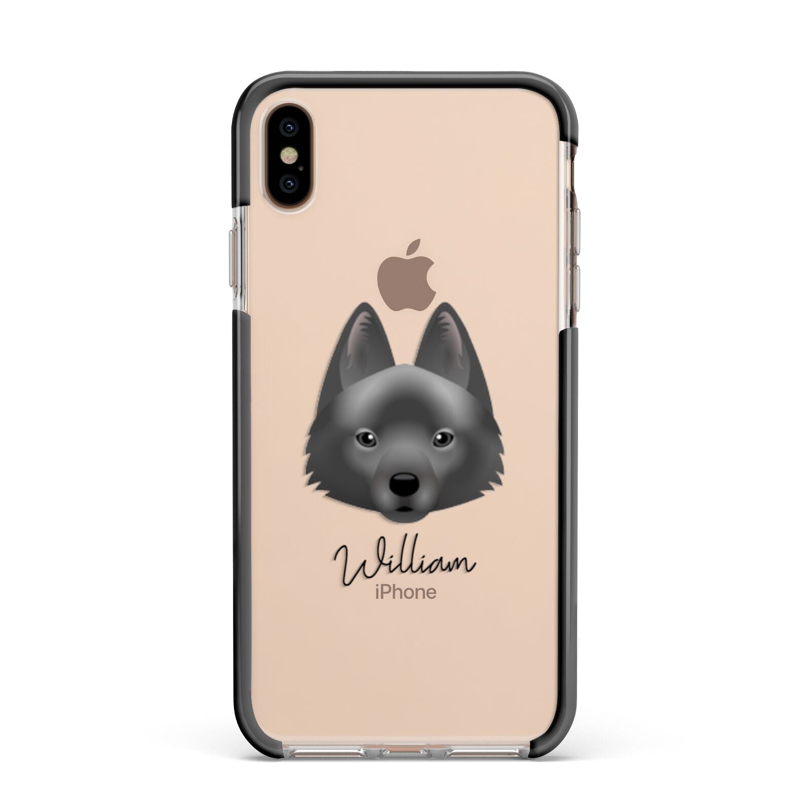 Schipperke Personalised Apple iPhone Xs Max Impact Case Black Edge on Gold Phone