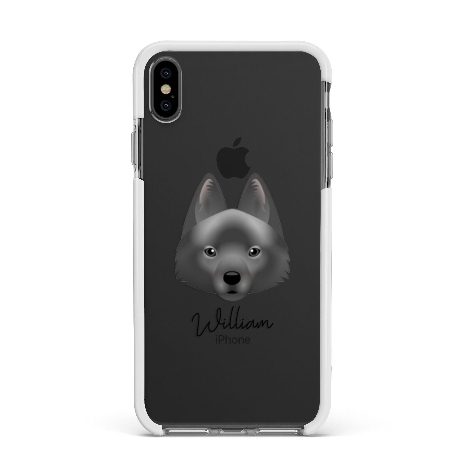 Schipperke Personalised Apple iPhone Xs Max Impact Case White Edge on Black Phone