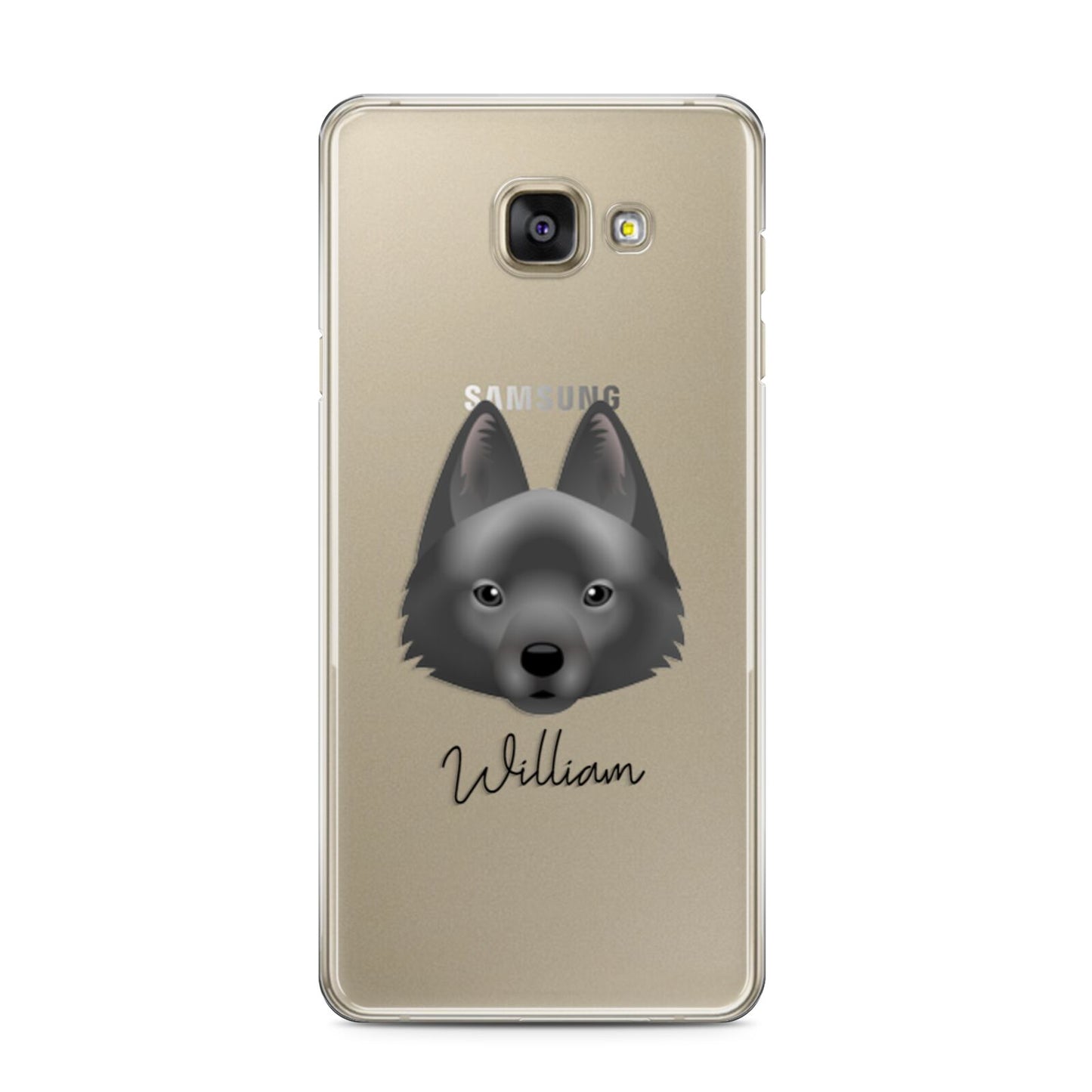 Schipperke Personalised Samsung Galaxy A3 2016 Case on gold phone