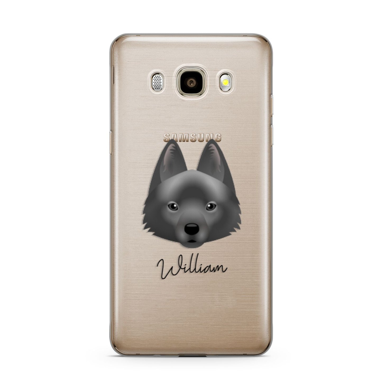 Schipperke Personalised Samsung Galaxy J7 2016 Case on gold phone