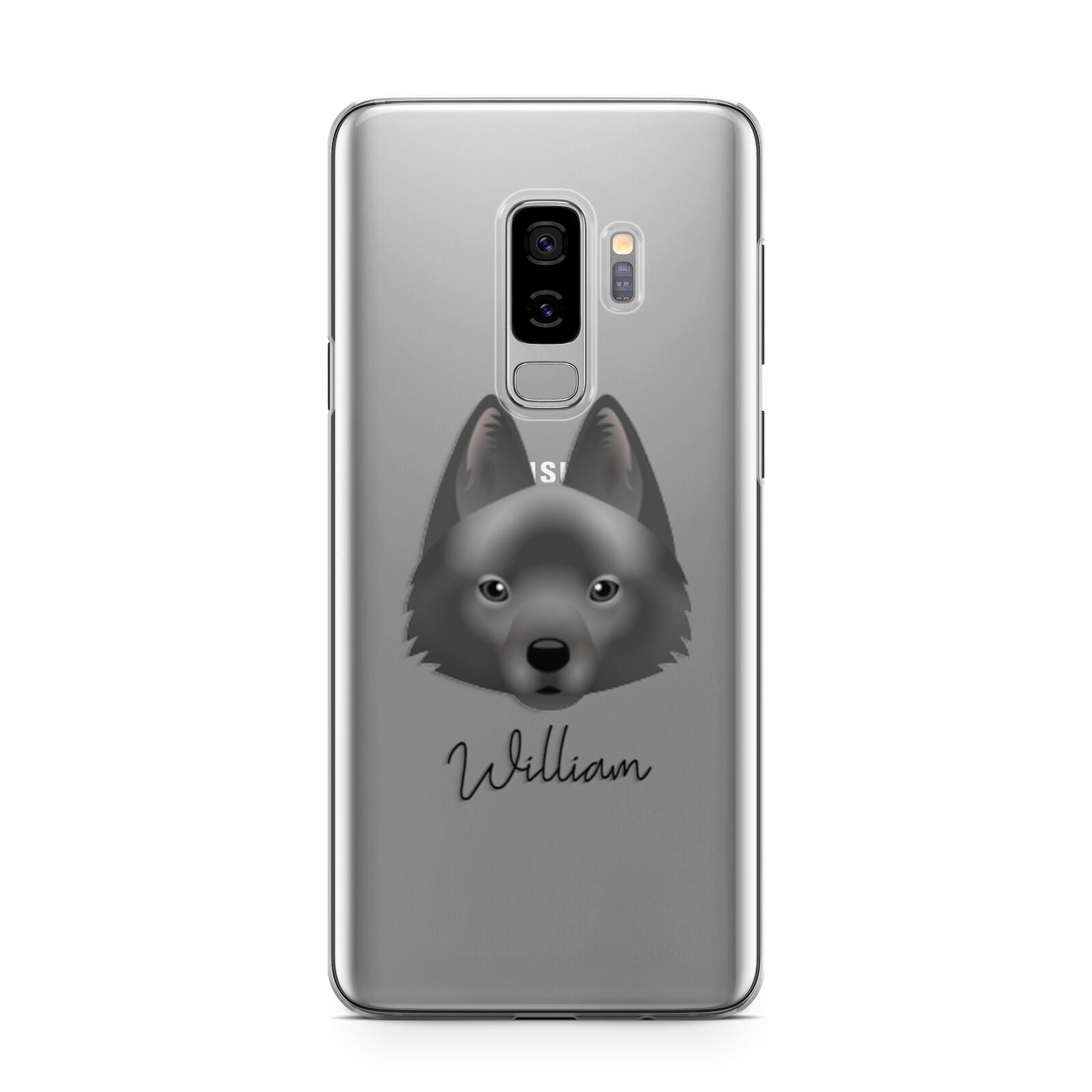 Schipperke Personalised Samsung Galaxy S9 Plus Case on Silver phone