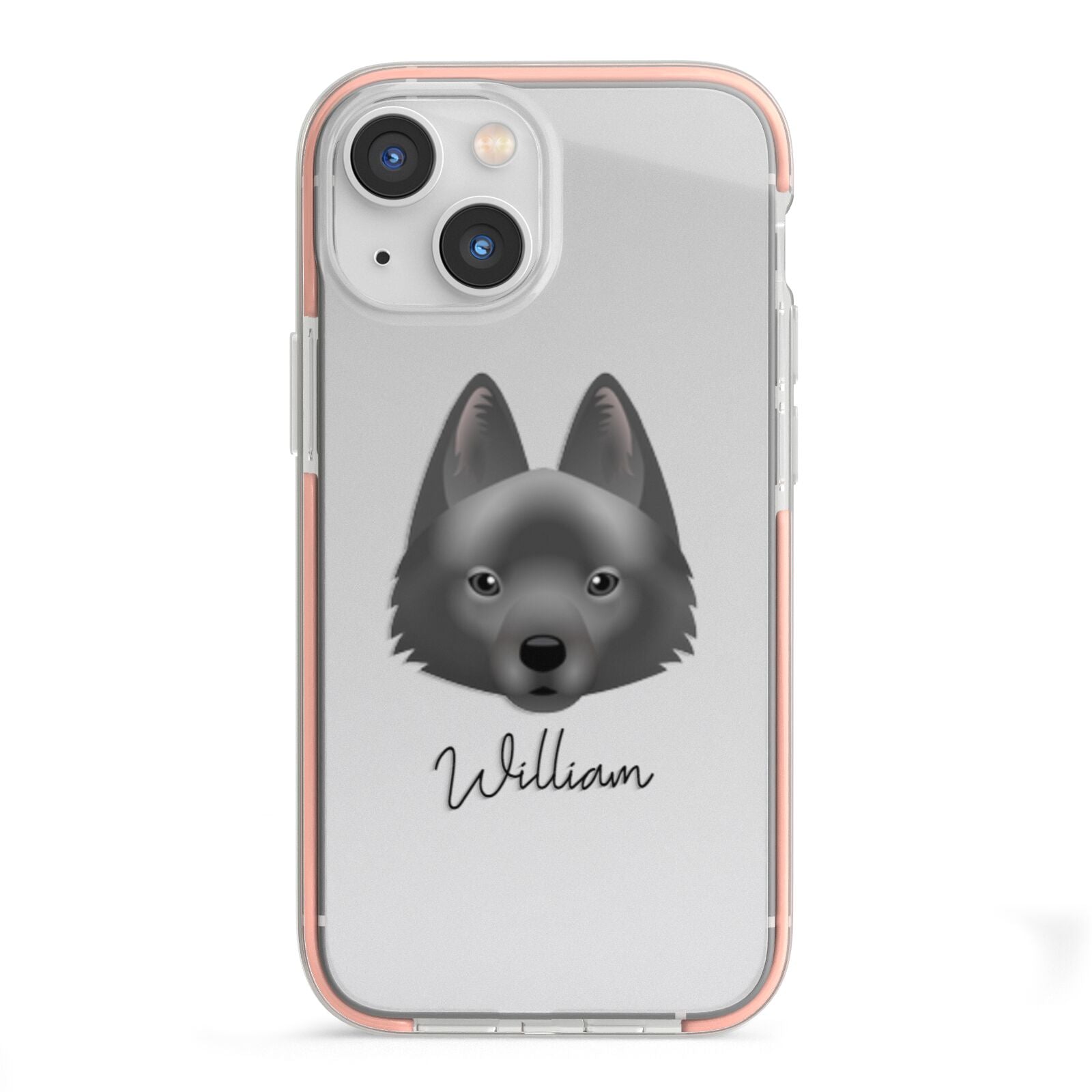 Schipperke Personalised iPhone 13 Mini TPU Impact Case with Pink Edges