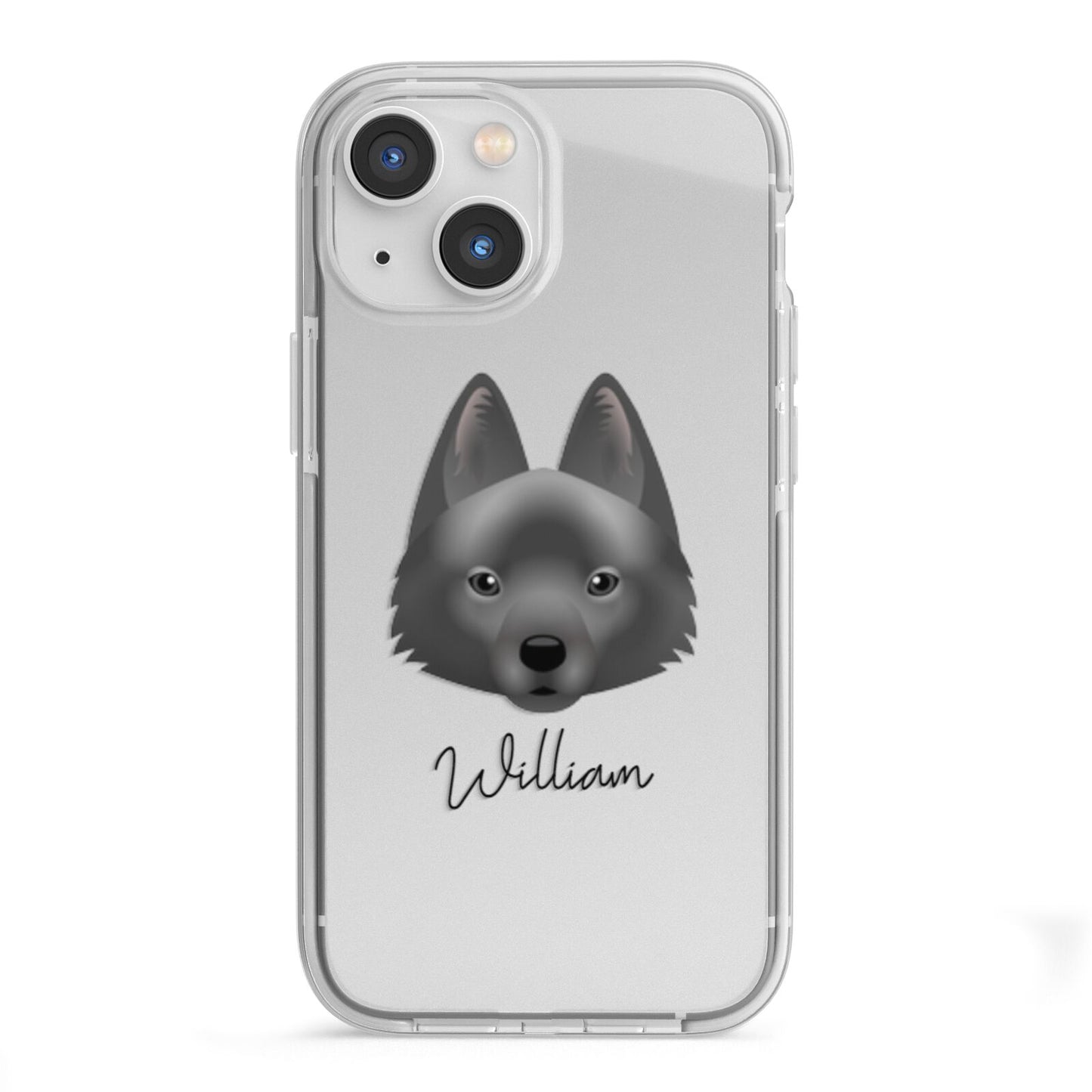 Schipperke Personalised iPhone 13 Mini TPU Impact Case with White Edges