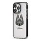 Schipperke Personalised iPhone 13 Pro Black Impact Case Side Angle on Silver phone