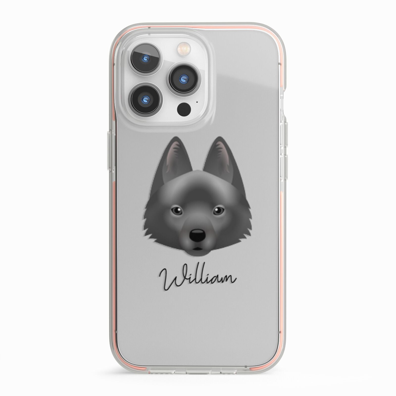 Schipperke Personalised iPhone 13 Pro TPU Impact Case with Pink Edges
