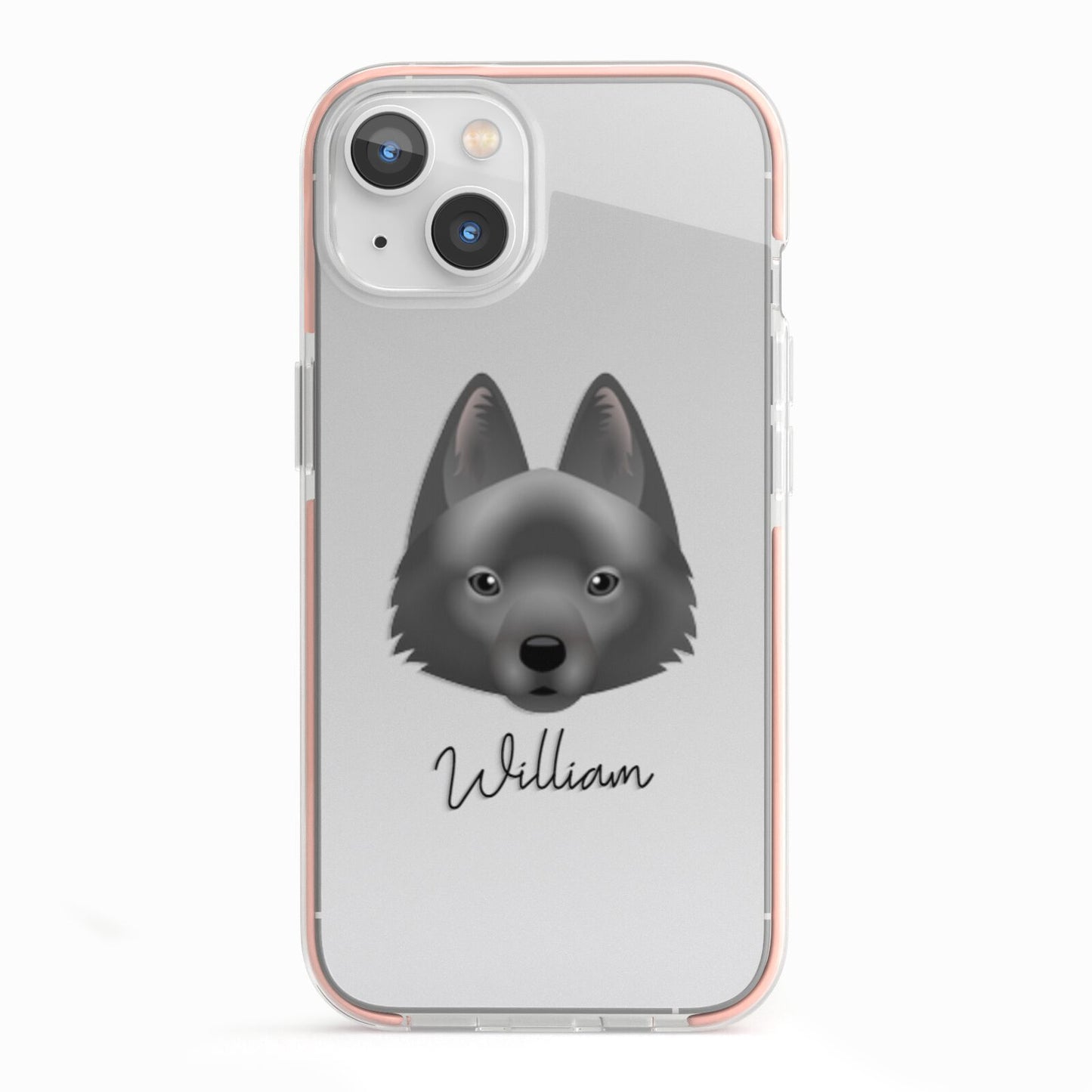 Schipperke Personalised iPhone 13 TPU Impact Case with Pink Edges