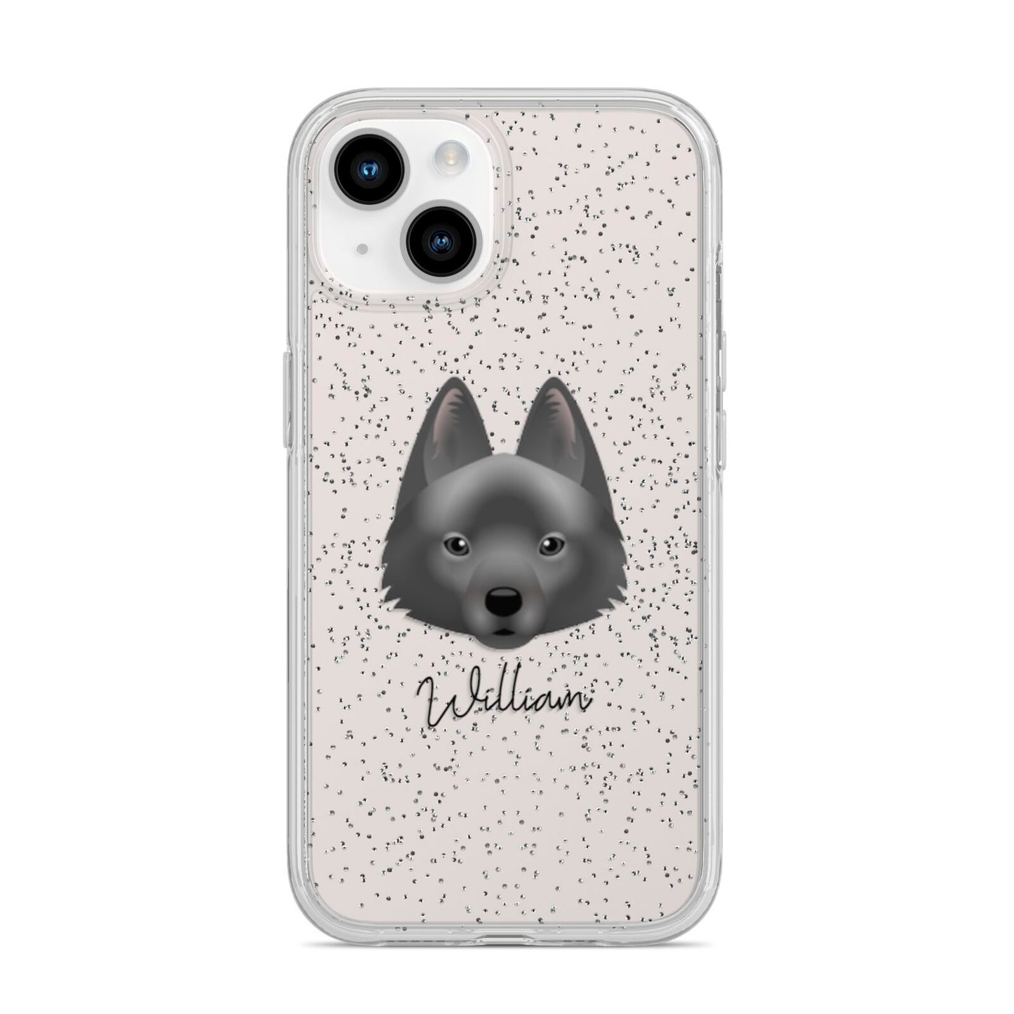 Schipperke Personalised iPhone 14 Glitter Tough Case Starlight